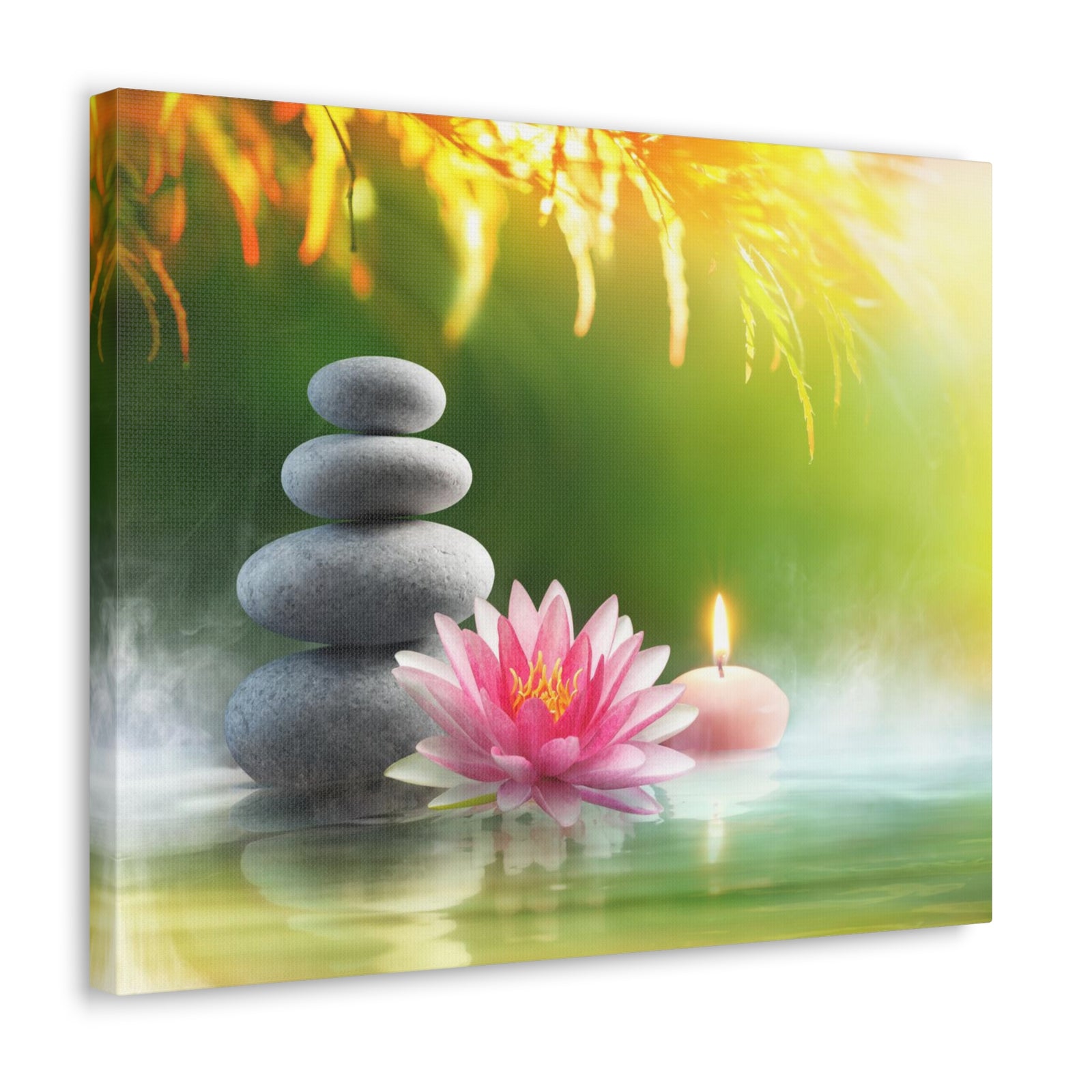 Relaxation with Massage Stones Forest Floral Nature Photography Canvas Wall Art for Home Decor Ready-to-Hang-Express Your Love Gifts