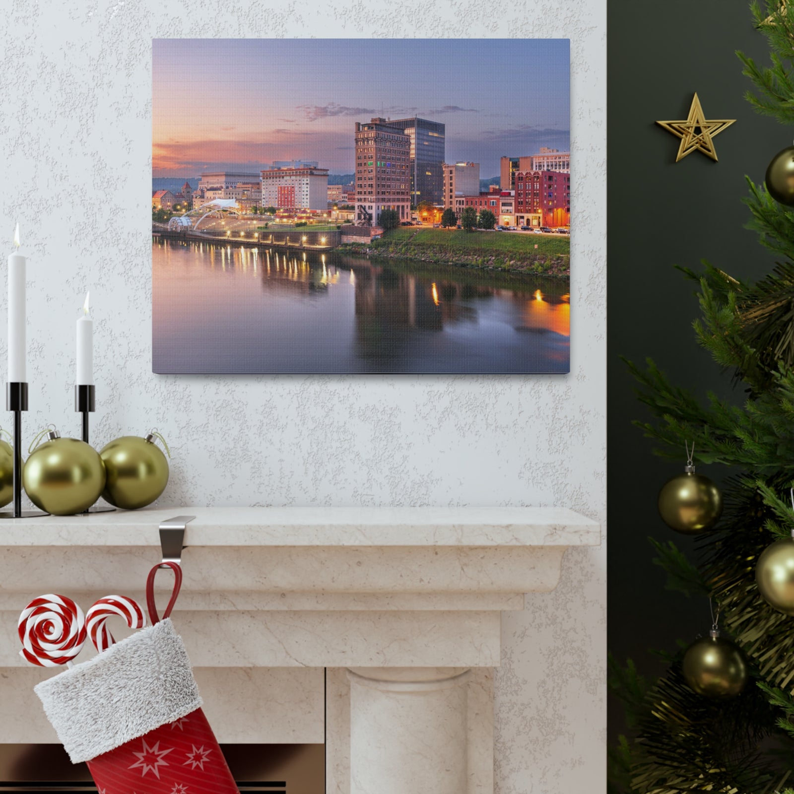 Charleston Night Skyline Canvas Artwork High-Quality Breathtaking Stunning Cityscape for Home Decor Ready to Hang-Express Your Love Gifts