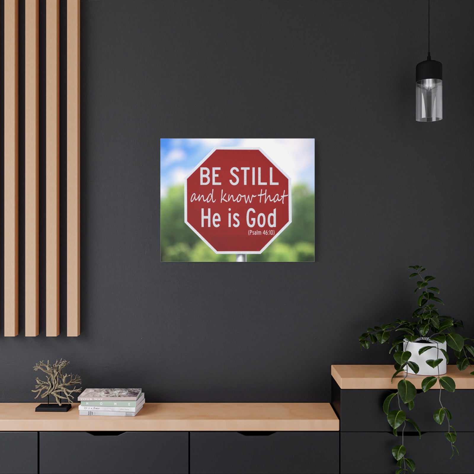 Scripture Canvas He Is God Psalm 46:10 Christian Wall Art Bible Verse Print Ready to Hang-Express Your Love Gifts
