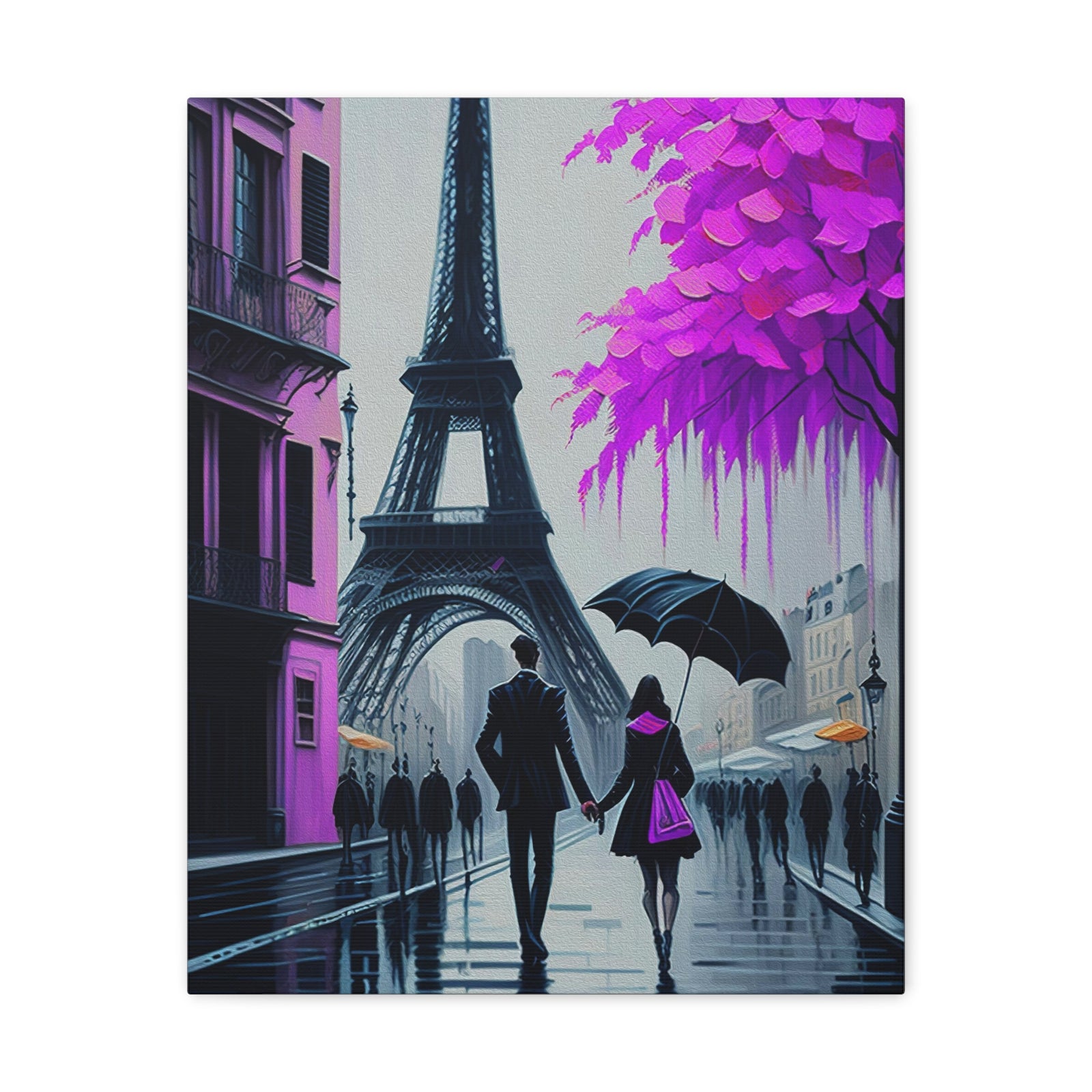 Romantic Couple Paris Eiffel Tower France Canvas Artwork High-Quality Breathtaking French City for Home Decor Ready to Hang-Express Your Love Gifts