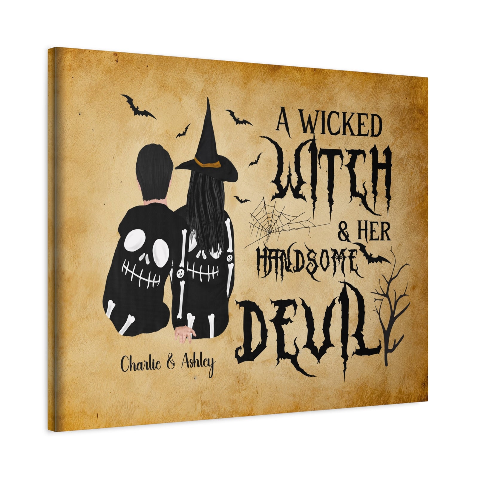 Personalized Wicked Witch & Handsome Devil Halloween Canvas Wall Art-Express Your Love Gifts