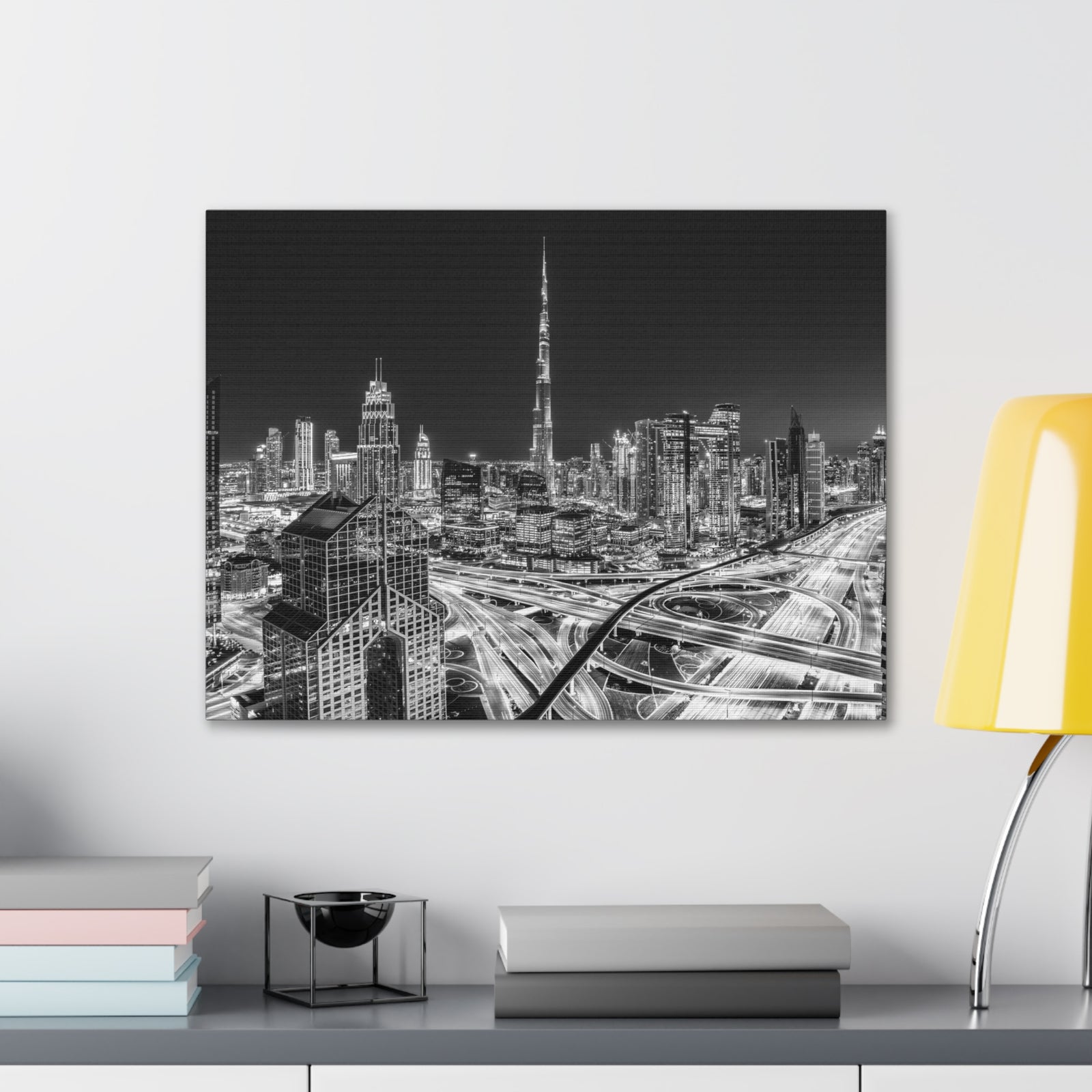 Dubai Black And White Skyline Canvas Artwork High-Quality Breathtaking Stunning Cityscape for Home Decor Ready to Hang-Express Your Love Gifts