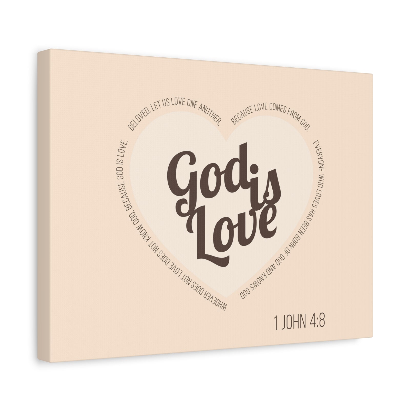 Scripture Canvas God Is Love 1 John 4:8 Light Brown Christian Wall Art Bible Verse Print Ready to Hang-Express Your Love Gifts