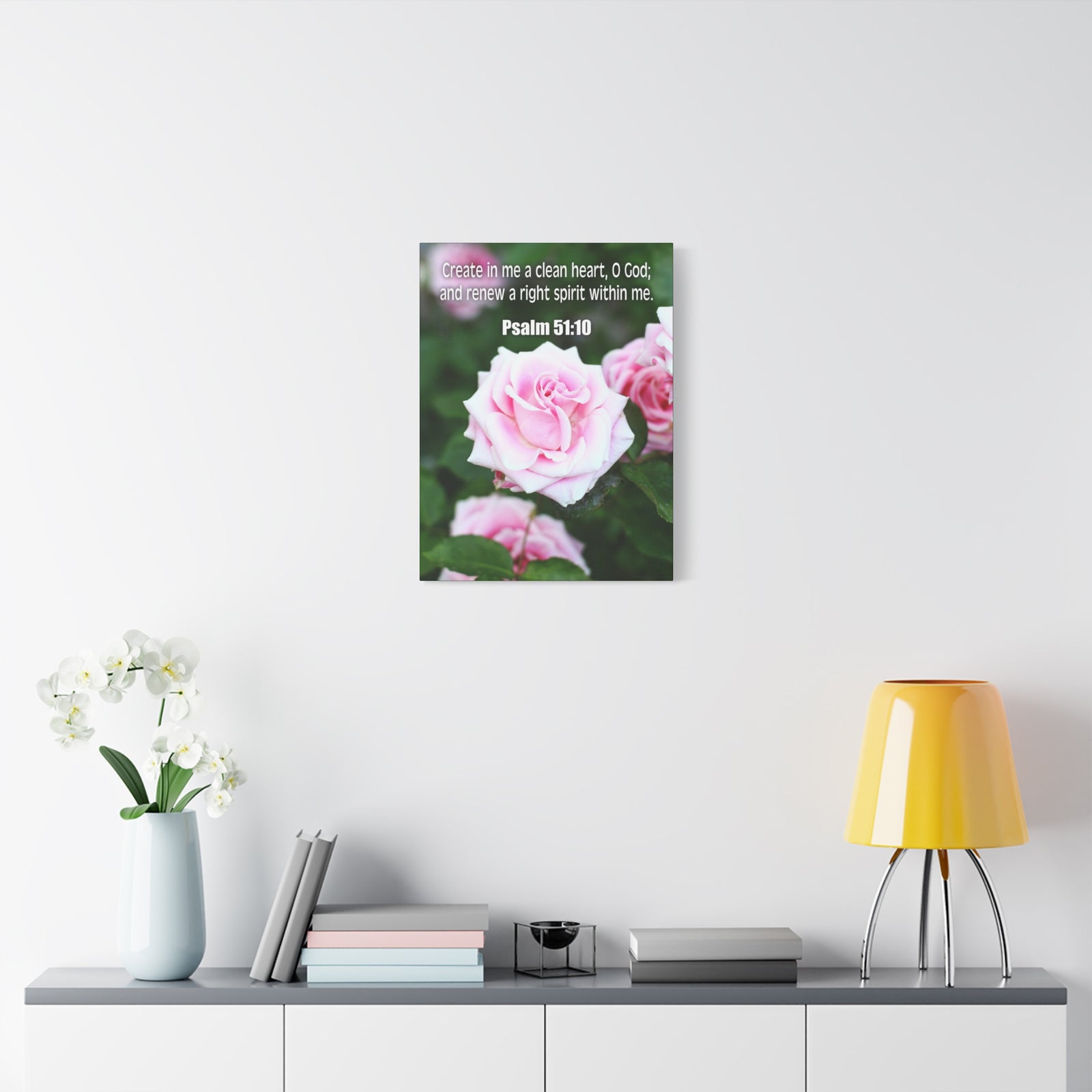 Scripture Canvas Create In Me Psalm 51:10 Christian Wall Art Bible Verse Print Ready to Hang-Express Your Love Gifts