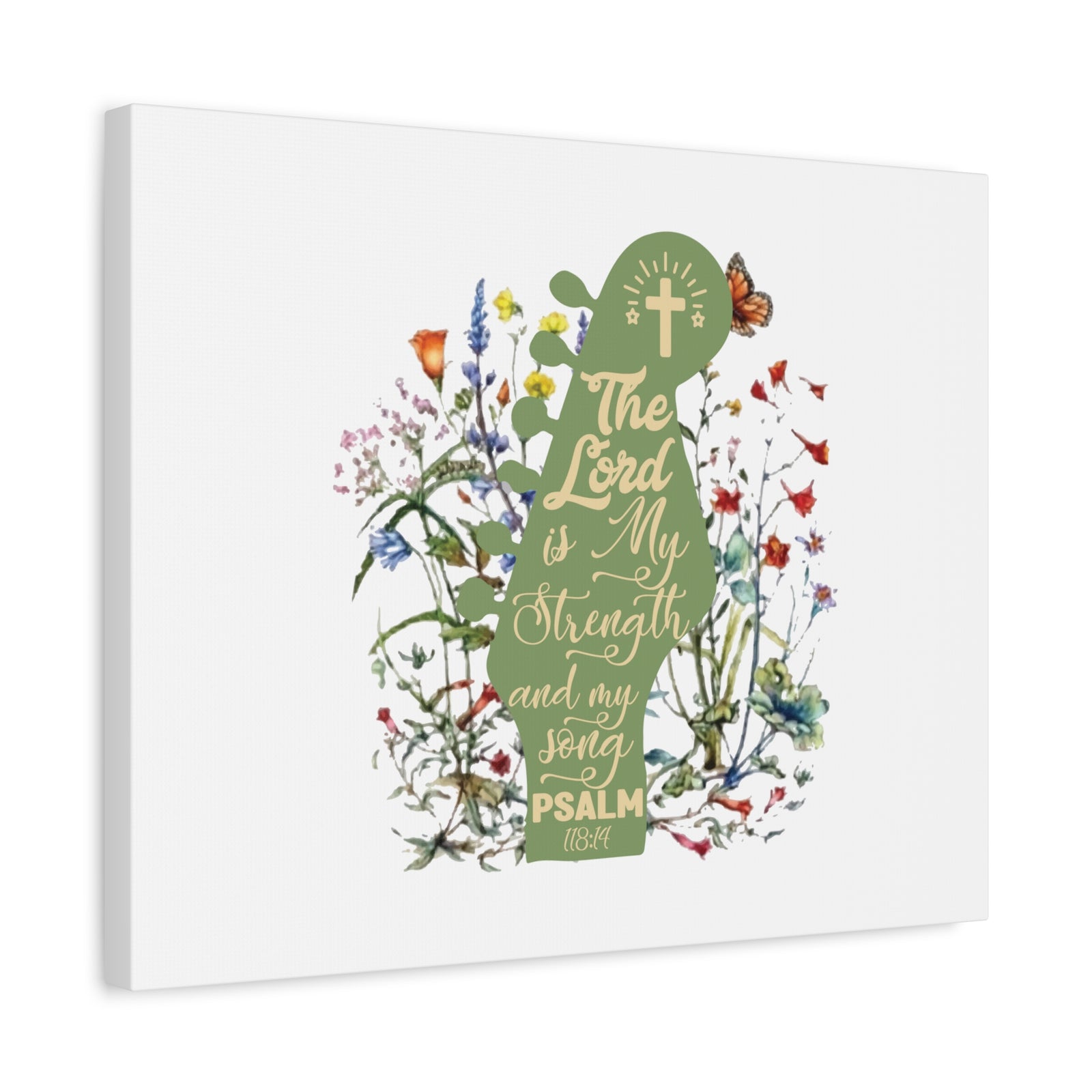 Scripture Canvas The Lord Is My Strength Psalm 118:14 Christian Wall Art Bible Verse Print Ready to Hang-Express Your Love Gifts