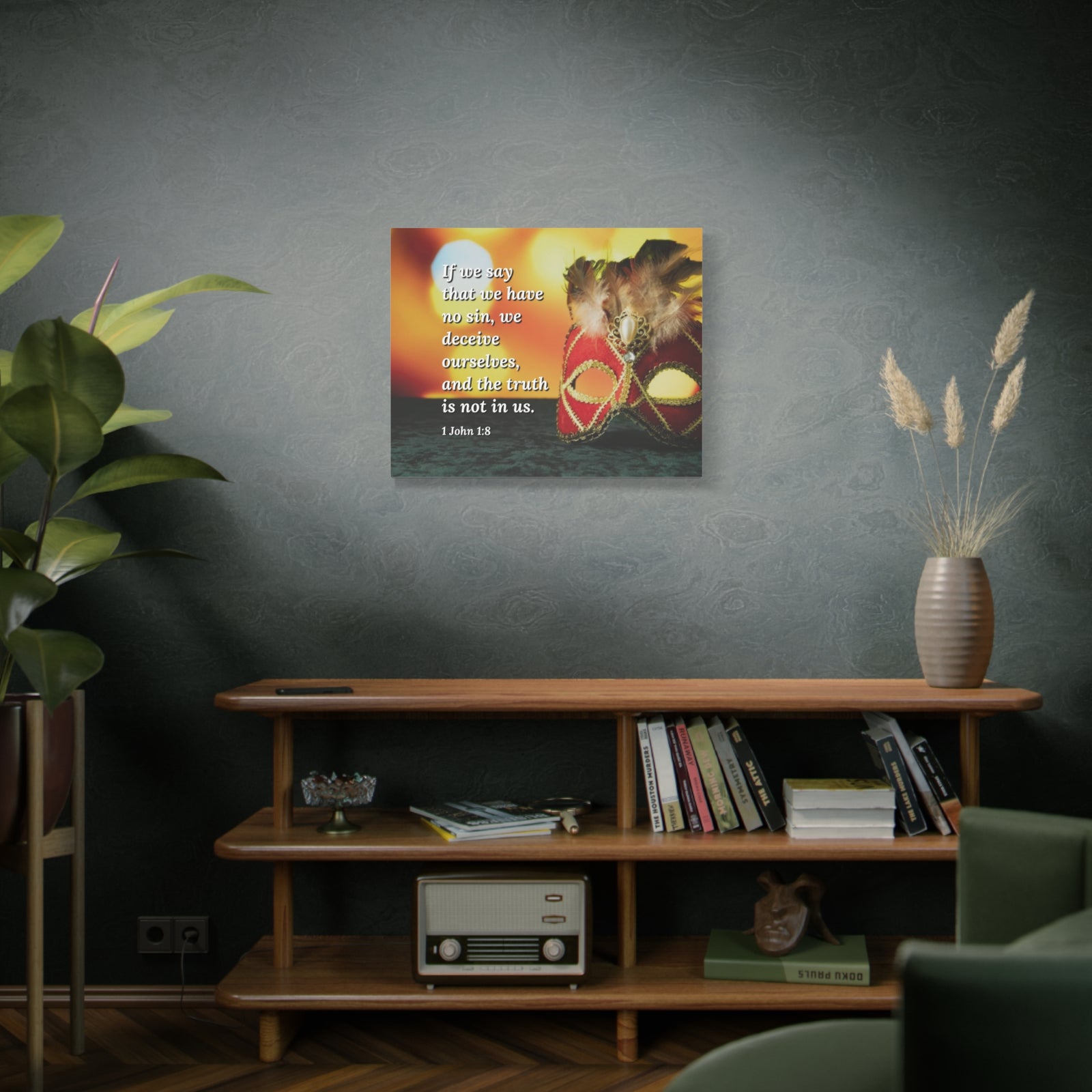 Scripture Canvas The Truth 1 John 1:8 Christian Wall Art Bible Verse Print Ready to Hang-Express Your Love Gifts