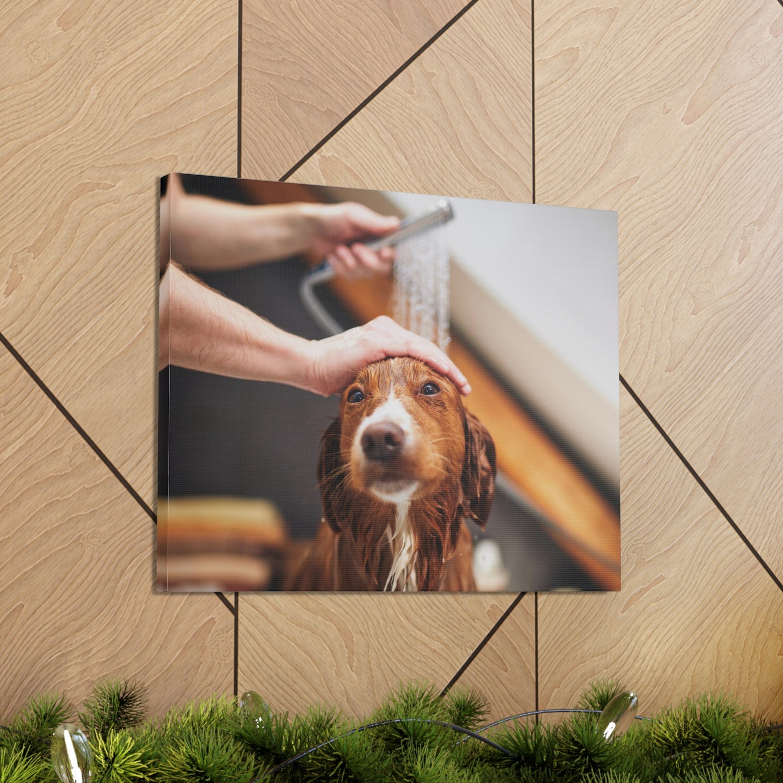Cute Tolling Retriever Bath Canvas Wall Art for Home Decor Ready-to-Hang-Express Your Love Gifts