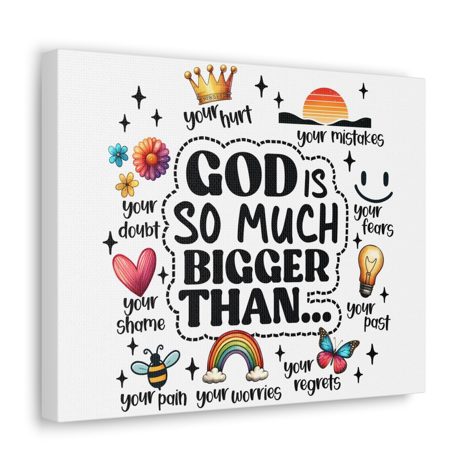 Scripture Walls God Bigger Than Everything Bible Verse Canvas Christian Wall Art Ready to Hang Unframed-Express Your Love Gifts
