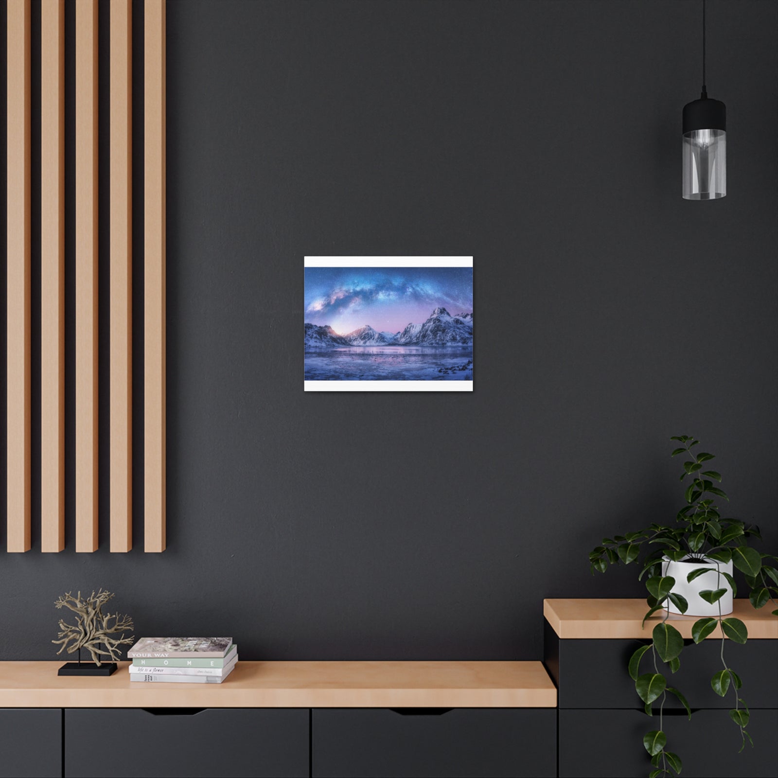 Winter Snow Mountain Lake Nature Wilderness Photography Canvas Wall Art for Home Decor Ready-to-Hang-Express Your Love Gifts