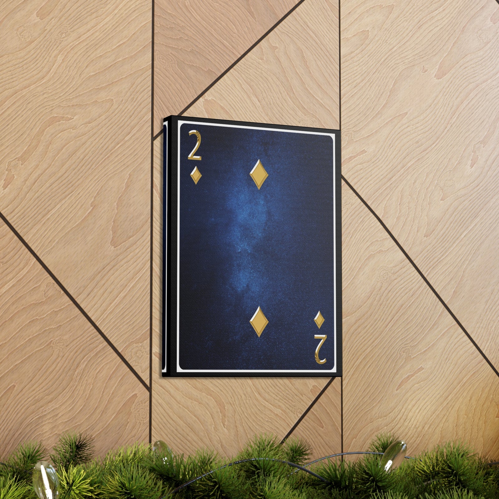 Two Of Diamonds Space Background Playing Card Canvas Wall Art for Home Decor Ready-to-Hang-Express Your Love Gifts