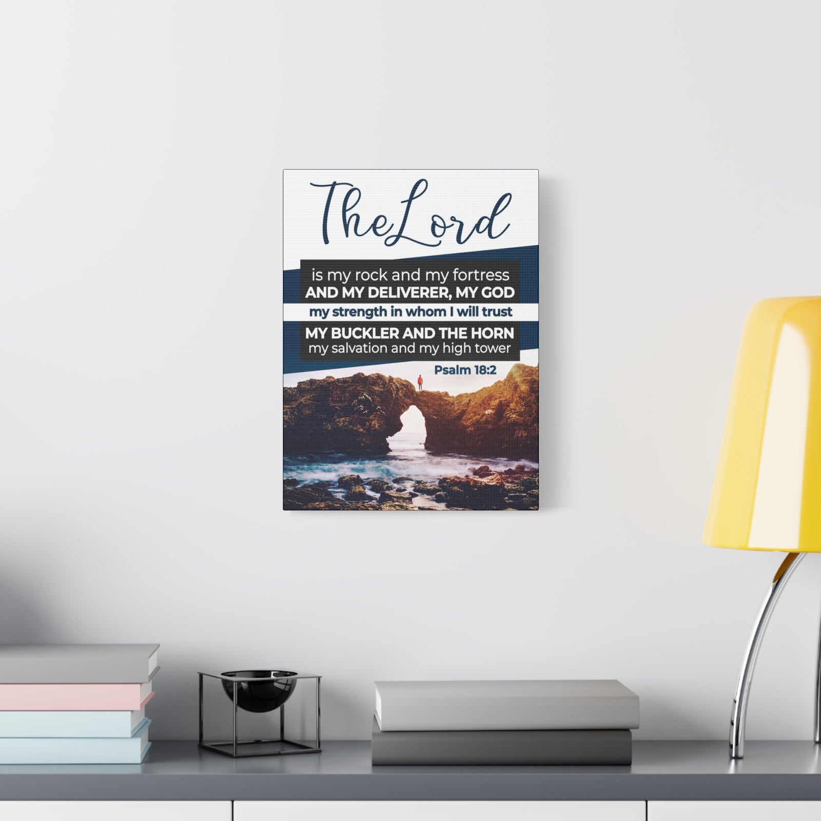 Scripture Canvas The Lord is My Rock Psalm 18:2 KJV Christian Wall Art Bible Verse Print Ready to Hang-Express Your Love Gifts