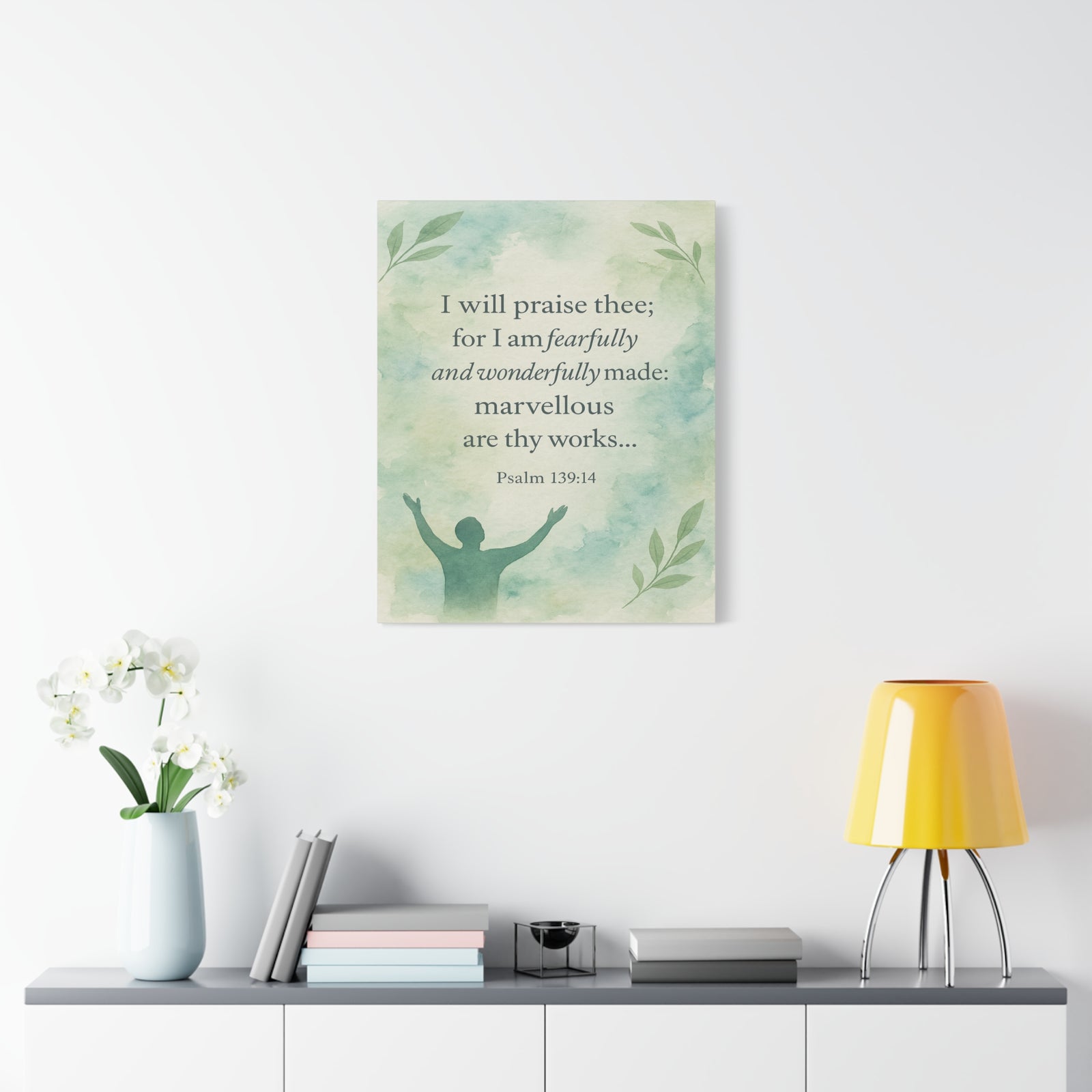 Bible Verse Canvas Psalm 139:14 Christian Home Décor Wall Art Scripture Ready to Hang Faith Print-Express Your Love Gifts