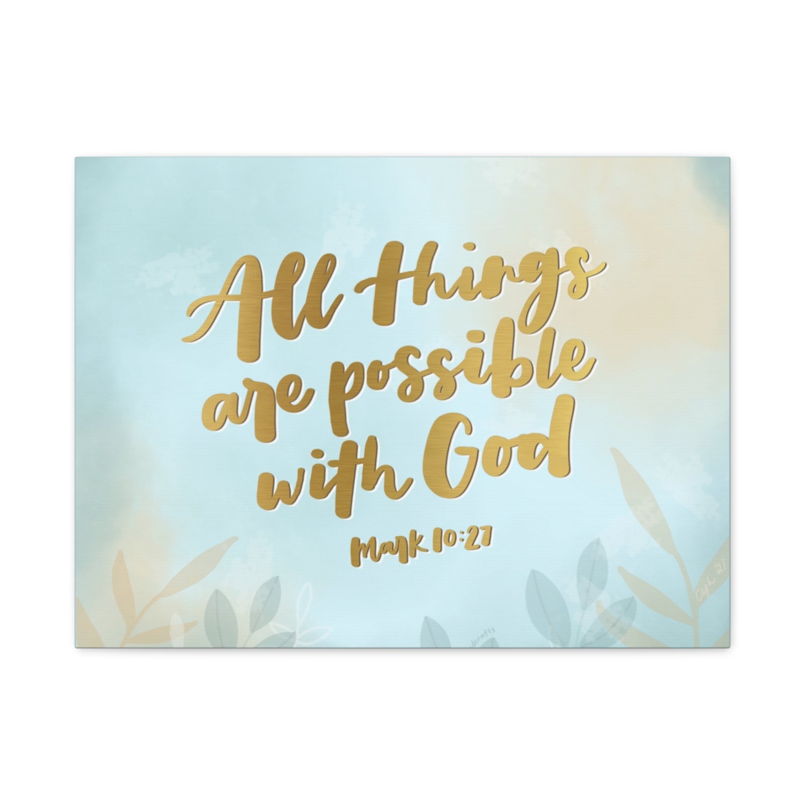 Scripture Canvas Possible With God Mark 10:27 Christian Wall Art Bible Verse Print Ready to Hang