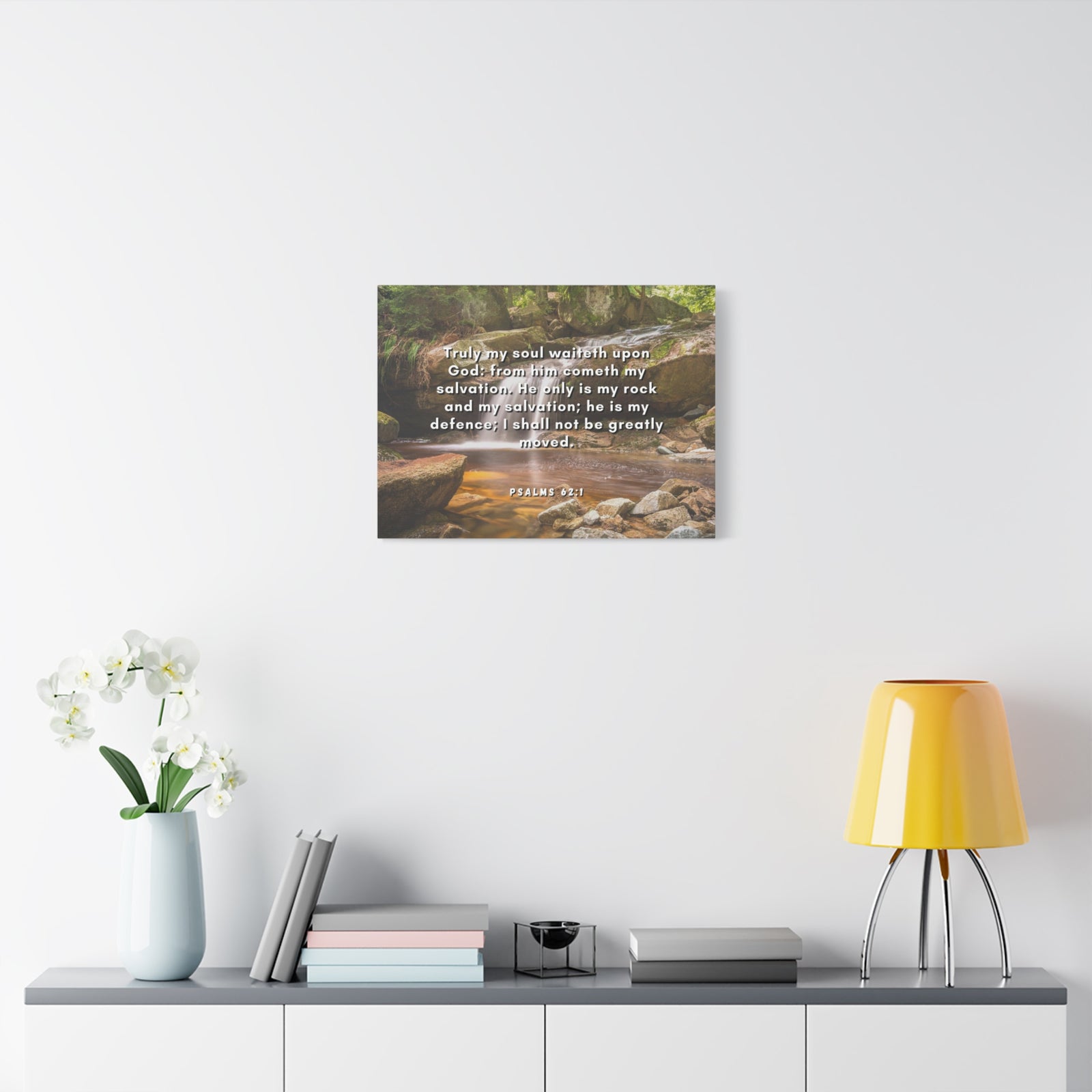 Scripture Canvas My Salvation Psalm 62:1 Christian Wall Art Bible Verse Print Ready to Hang-Express Your Love Gifts