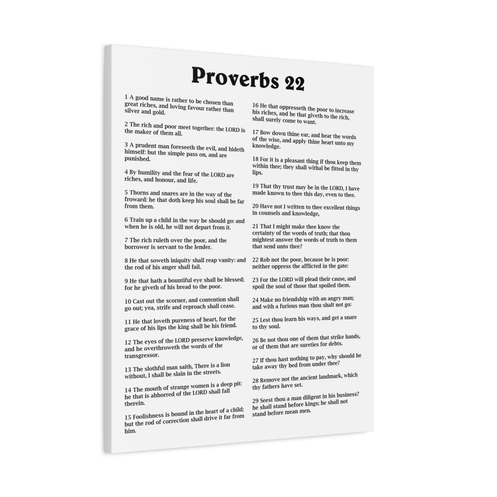 Scripture Walls Proverbs Chapter 22 White Bible Canvas Christian Wall Art Ready to Hang Unframed-Express Your Love Gifts