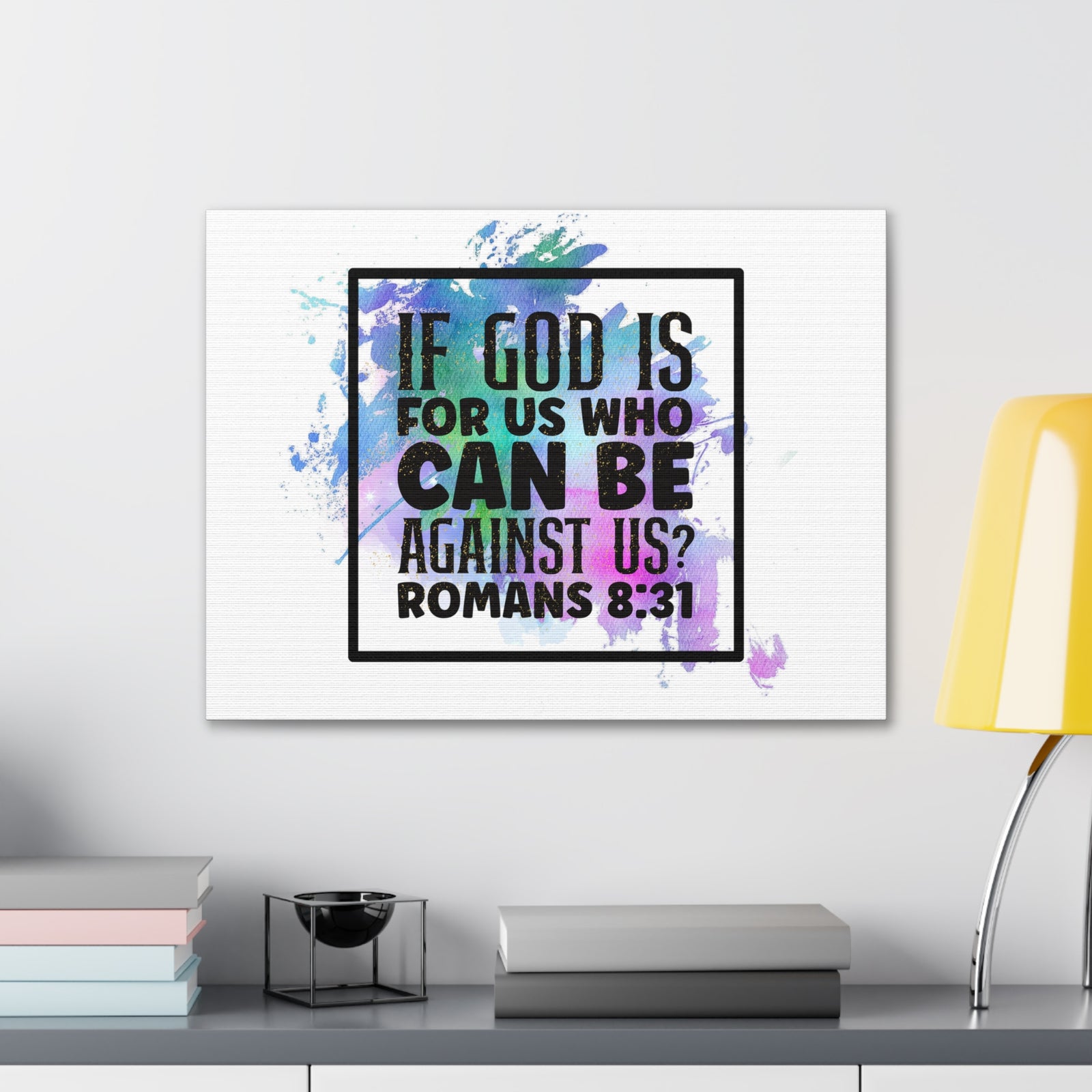 Scripture Walls Romans 8:31 Who Can Be Against Us Bible Verse Canvas Christian Wall Art Ready to Hang Unframed-Express Your Love Gifts