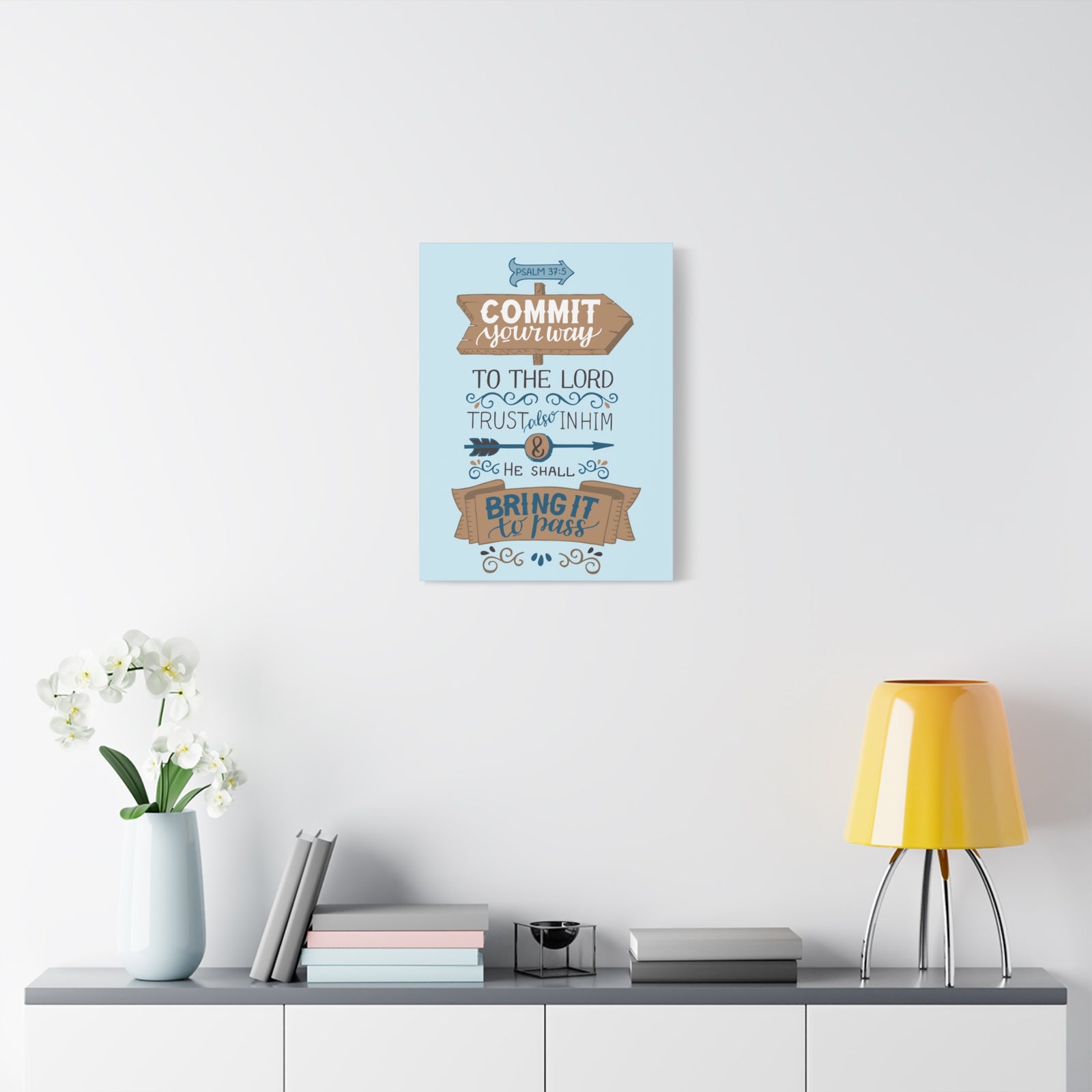 Scripture Canvas Commit Your Way Psalm 37:5 Christian Wall Art Bible Verse Print Ready To Hang-Express Your Love Gifts