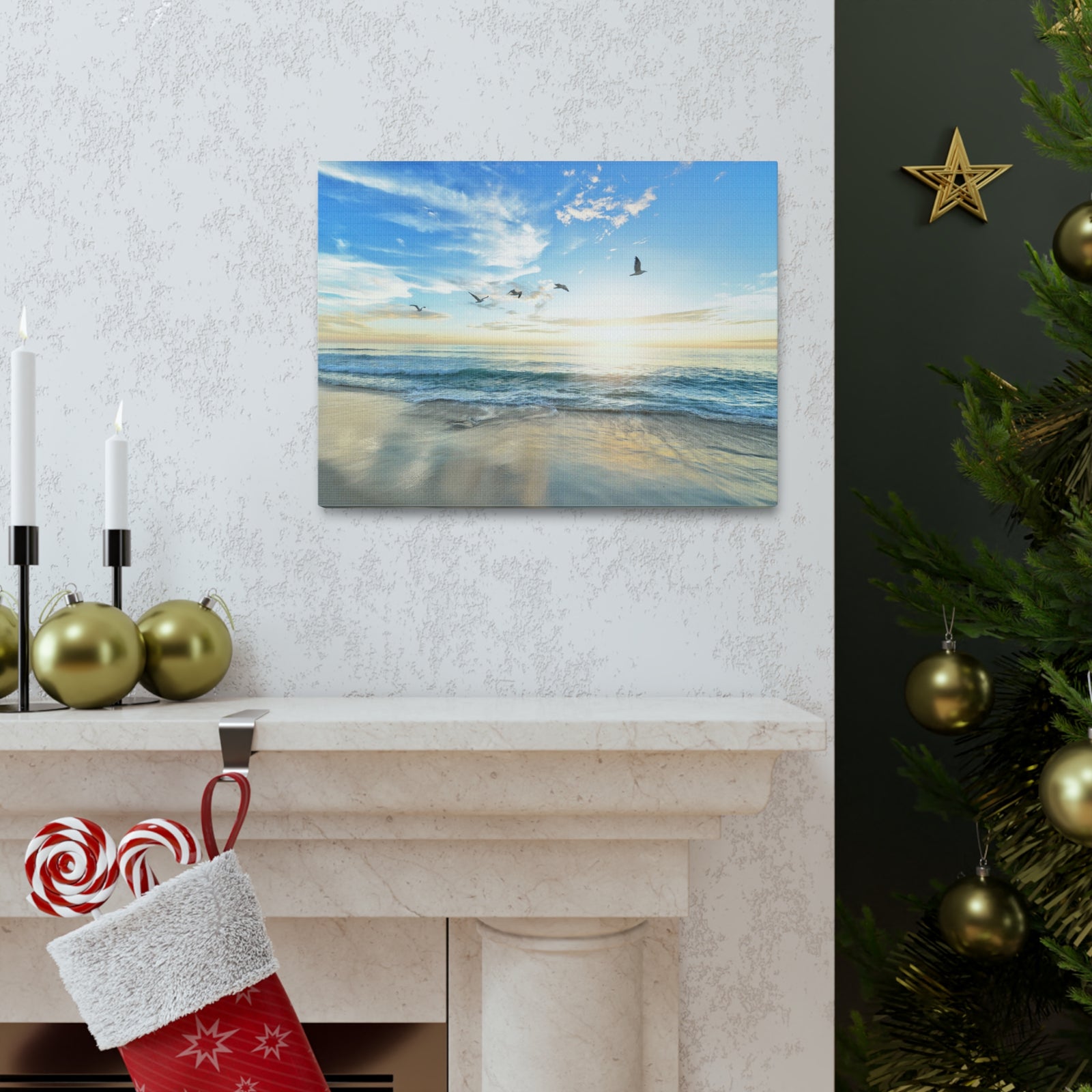 Ocean Flying Birds Ocean Canvas Wall Art for Home Decor Ready-to-Hang-Express Your Love Gifts