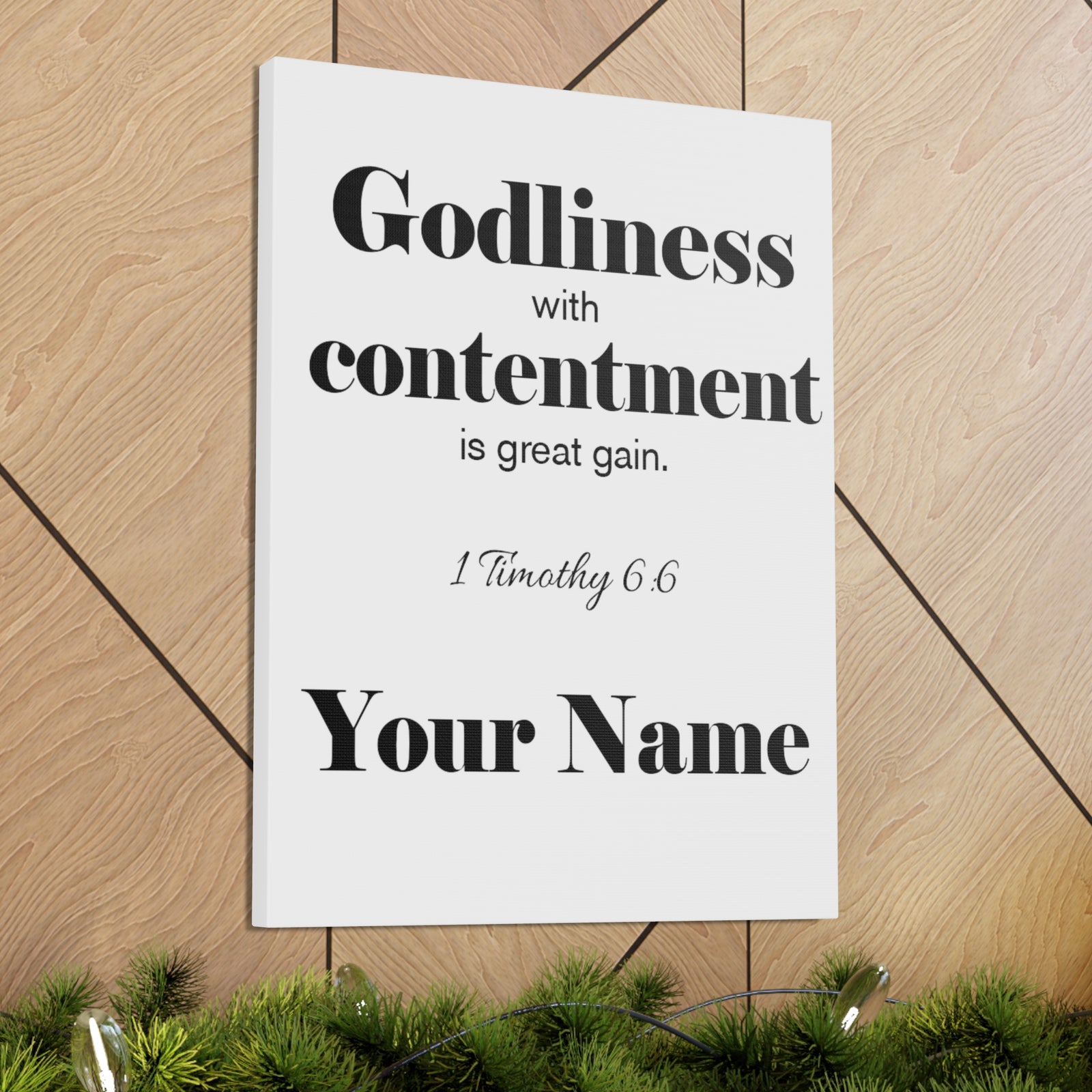 Personalized Godliness 1 Timothy 6:6 Bible Chapter Canvas Christian Wall Art Ready to Hang-Express Your Love Gifts