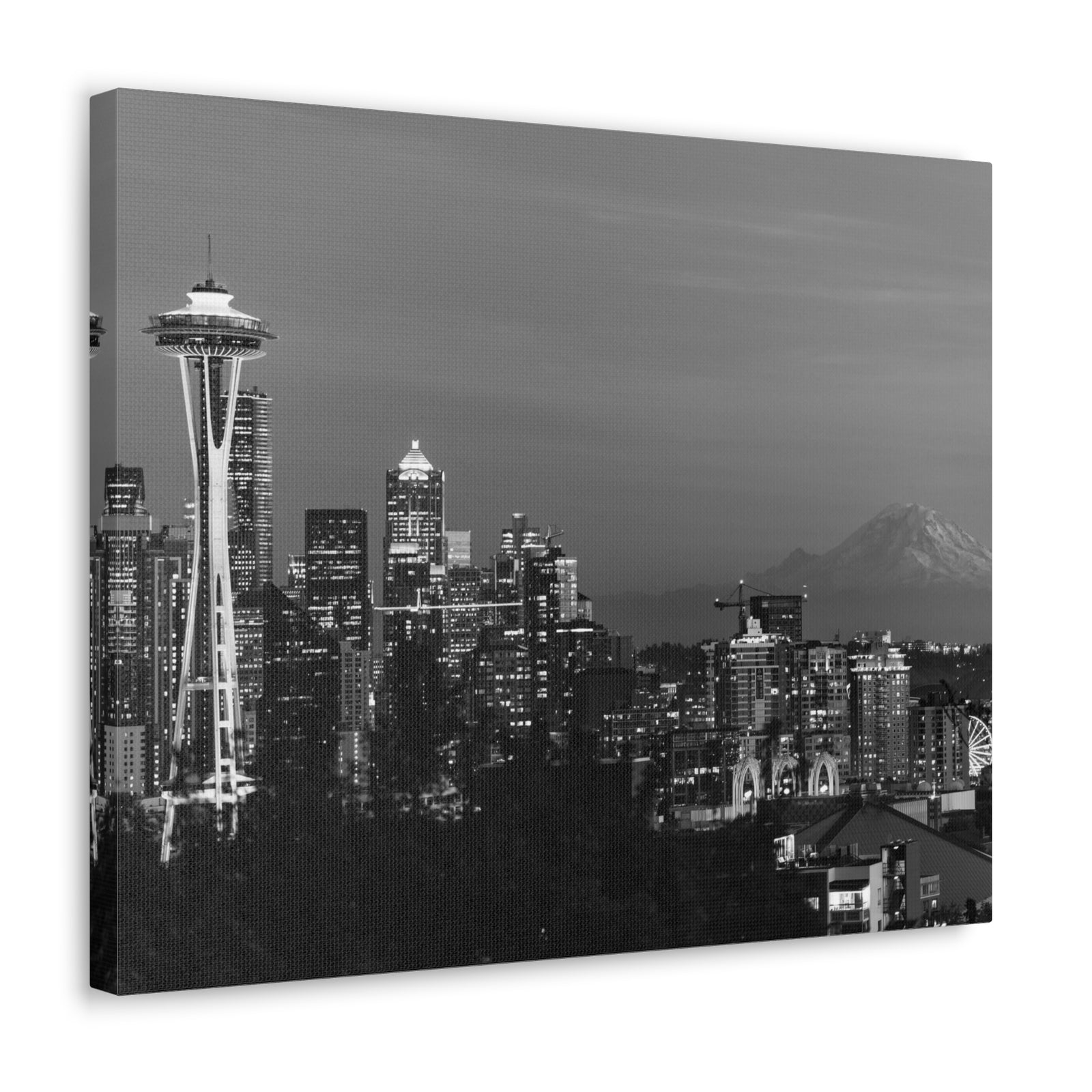 Seattle Black And White Skyline Canvas Artwork High-Quality Breathtaking Stunning Cityscape for Home Decor Ready to Hang-Express Your Love Gifts