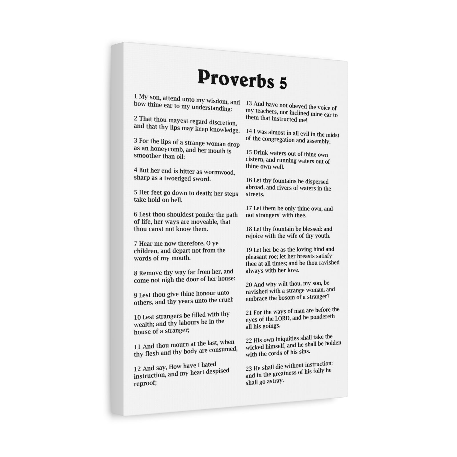 Scripture Walls Proverbs Chapter 5 White Bible Canvas Christian Wall Art Ready to Hang Unframed-Express Your Love Gifts