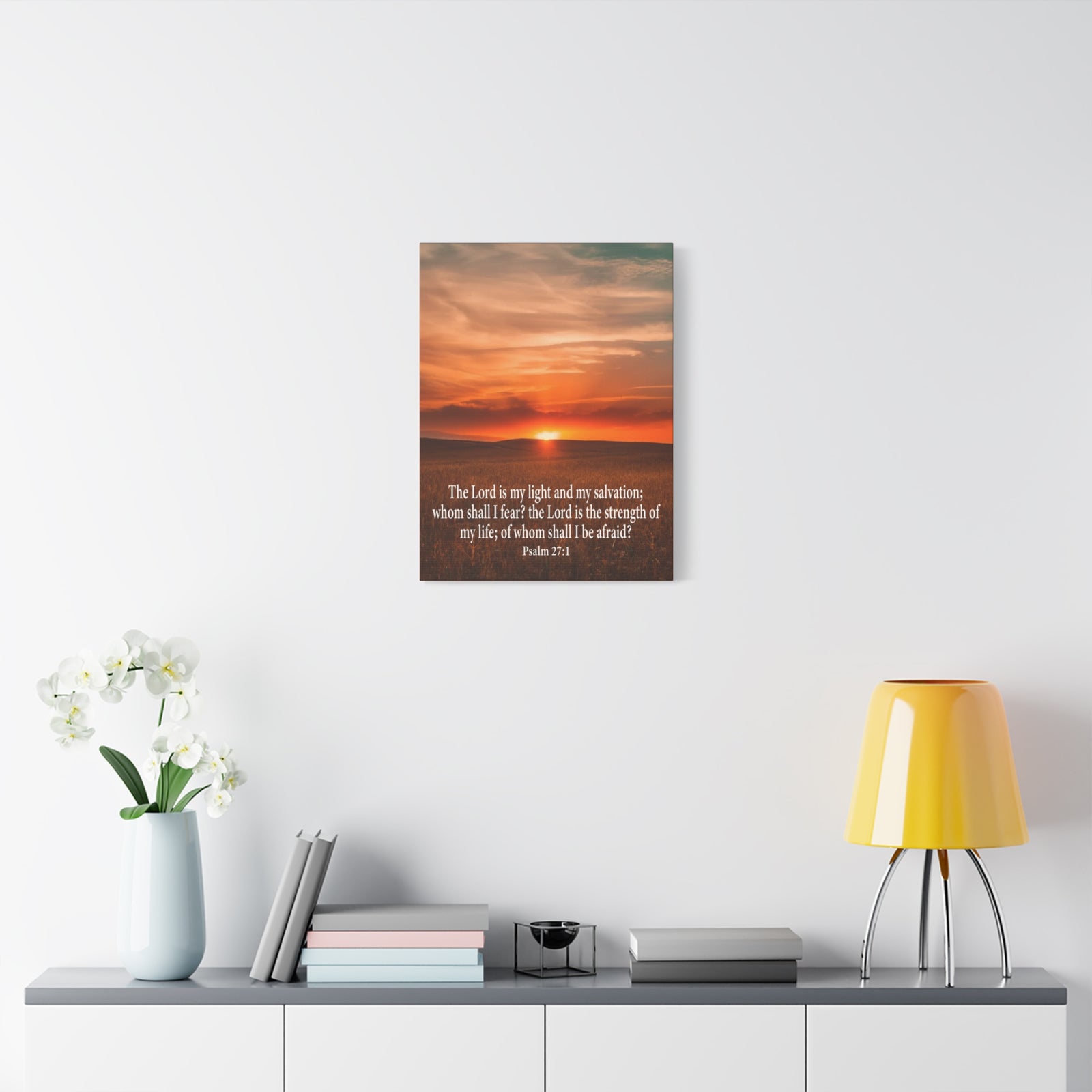 Bible Verse Canvas Lord is My Salvation Psalm 27:1 Christian Wall Décor Scripture Art Ready to Hang-Express Your Love Gifts