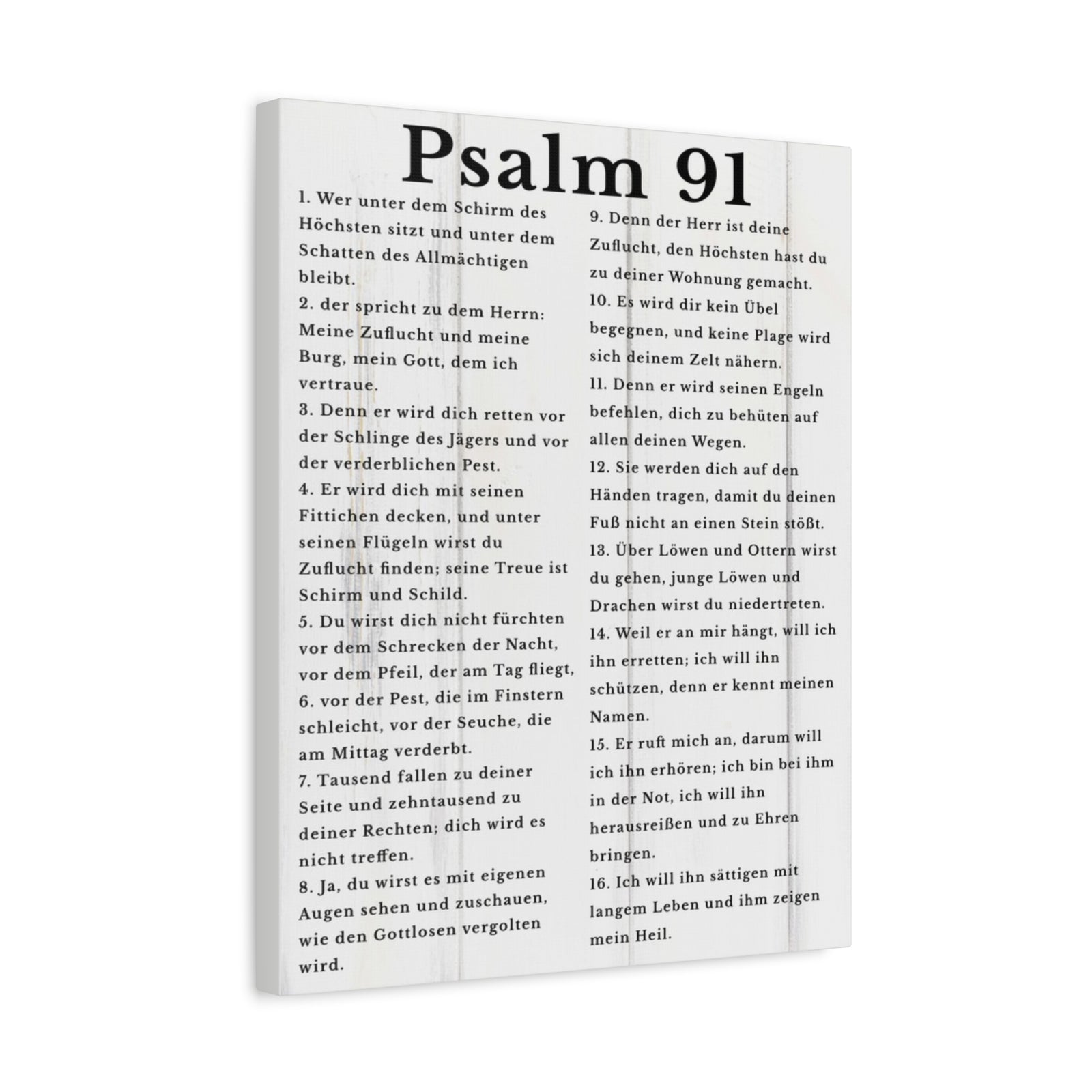 Scripture Walls Psalm 91 German White Bible Verse Canvas Christian Wall Art Ready to Hang Unframed-Express Your Love Gifts