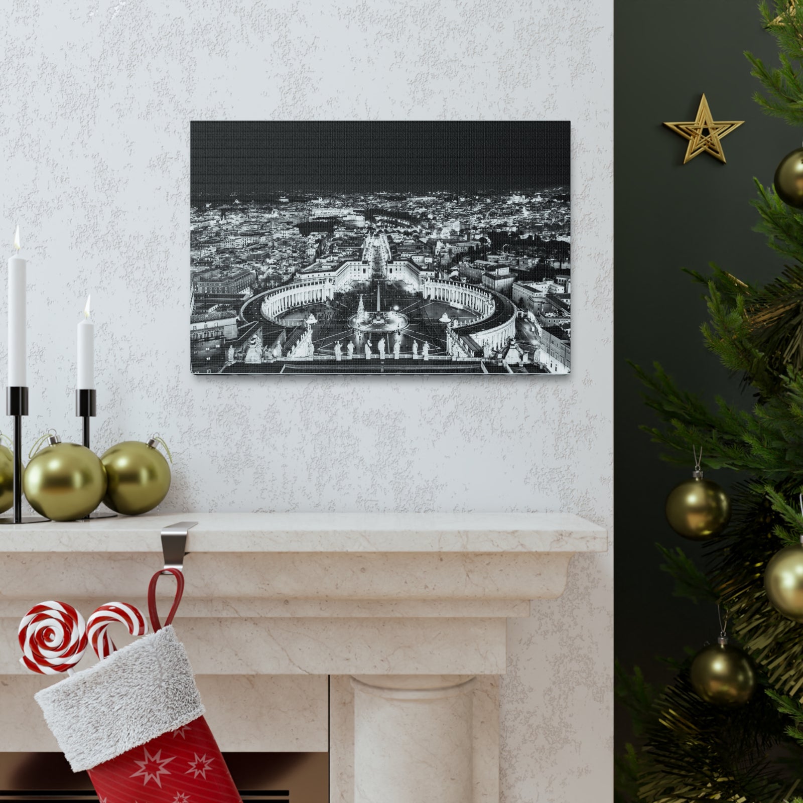 Rome Black And White Skyline Canvas Artwork High-Quality Breathtaking Stunning Cityscape for Home Decor Ready to Hang-Express Your Love Gifts