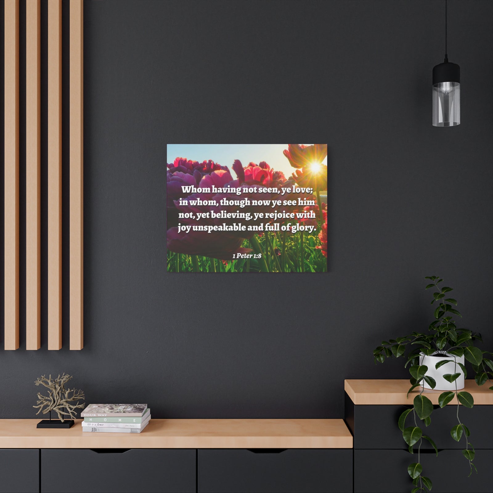 Scripture Canvas Not Seen 1 Peter 1:8 Christian Wall Art Bible Verse Print Ready to Hang-Express Your Love Gifts