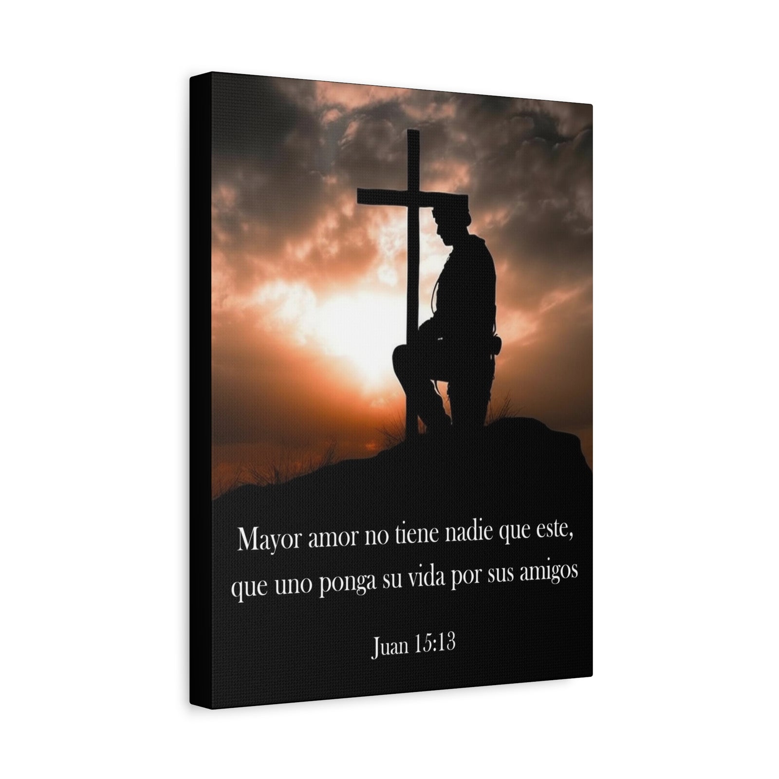 Scripture Walls John 15:13 Greater Love Soldier at Cross Christian Wall Art Print Ready to Hang Unframed-Express Your Love Gifts