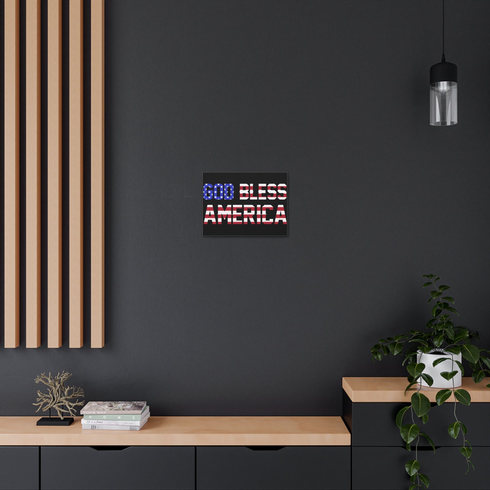 God Bless America American Flag Canvas Wall Art for Home Decor Ready-to-Hang-Express Your Love Gifts