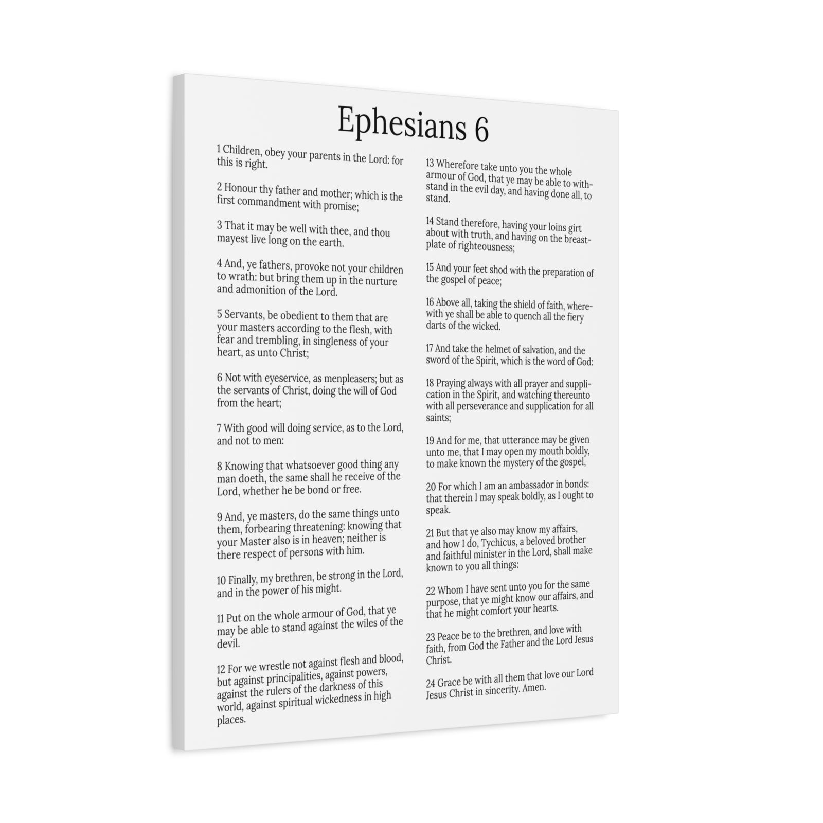Scripture Walls Protection of the Believer Ephesians 6 Chapter White Christian Wall Art Print Ready to Hang Unframed-Express Your Love Gifts