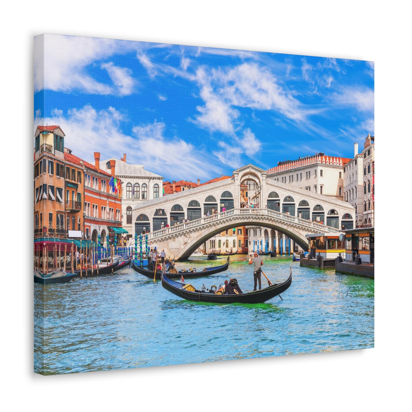 Rialto Bridge Venice Modern Multicolor Scenic Nature Photography Canvas Home Office Decor Ready to Hang-Express Your Love Gifts
