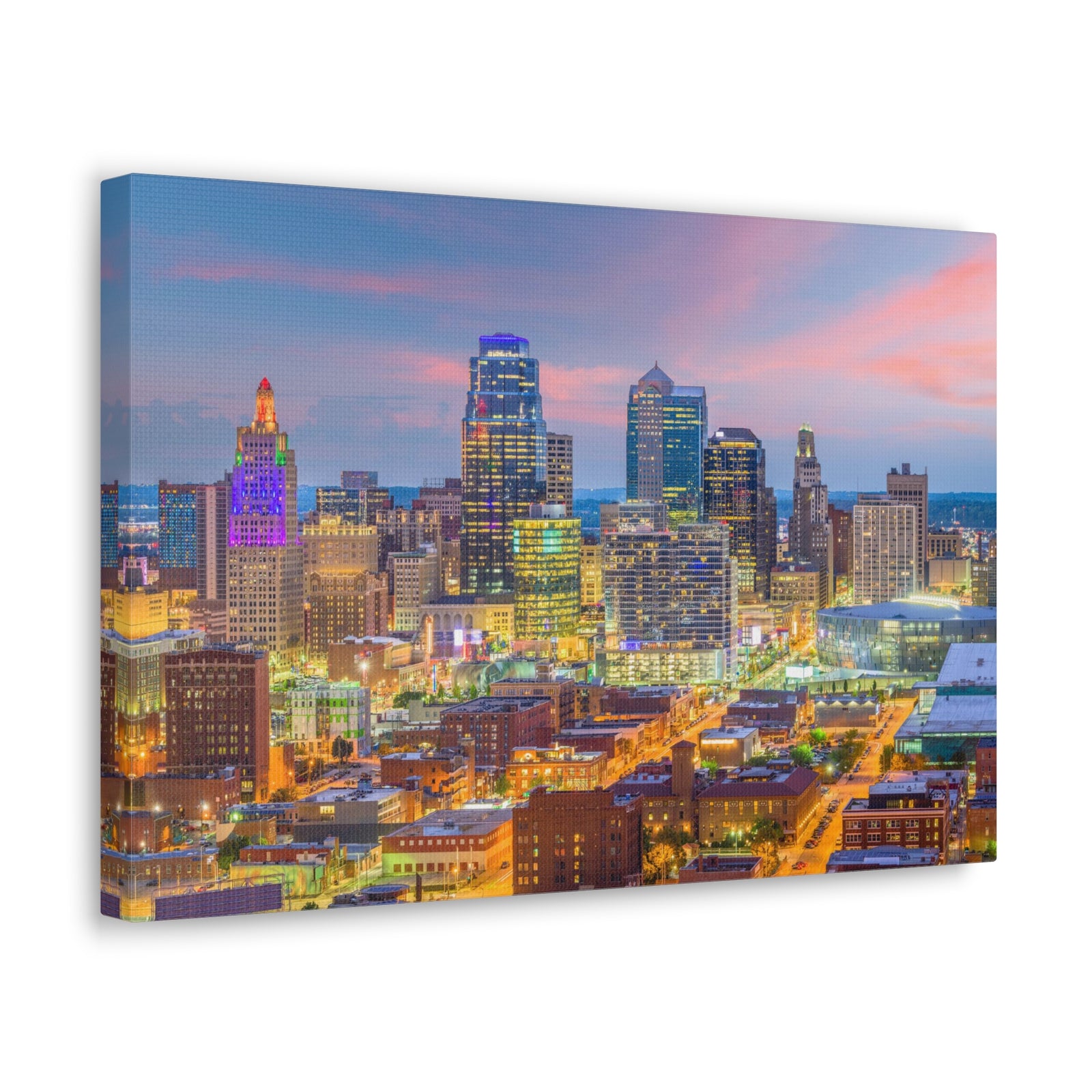 Kansas City Night Skyline Canvas Artwork High-Quality Breathtaking Stunning Cityscape for Home Decor Ready to Hang-Express Your Love Gifts