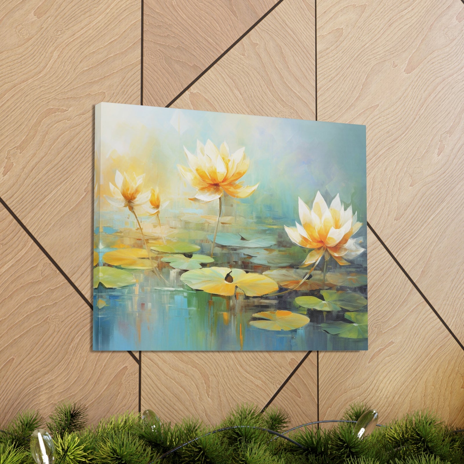 Hand-painted Lotus Flower Canvas Wall Art for Home Decor Ready-to-Hang-Express Your Love Gifts