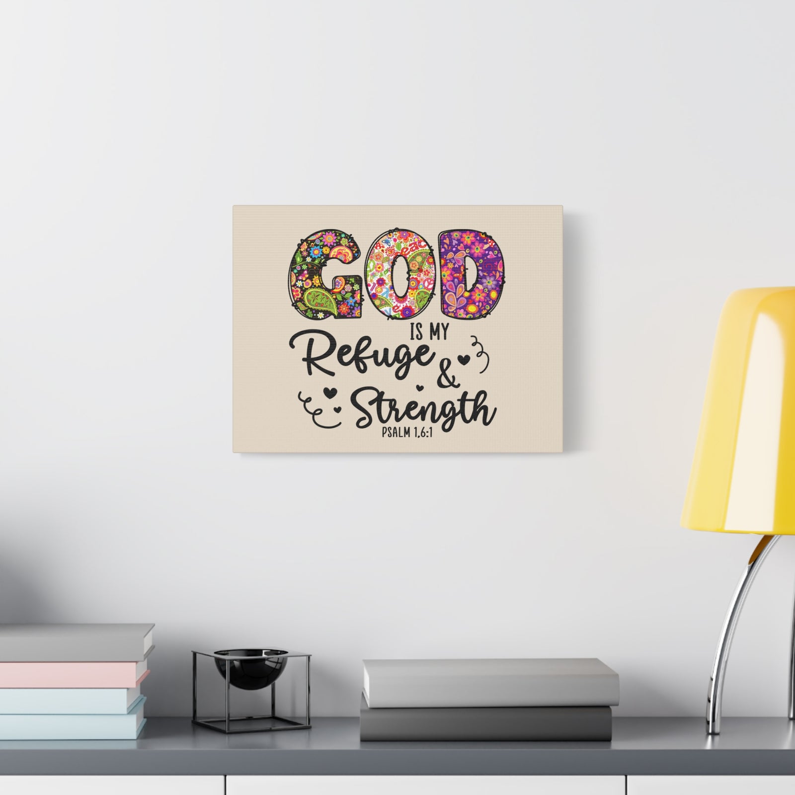 Scripture Walls Refuge & Strength Psalm 1,6:1 Floral Bible Verse Canvas Christian Wall Art Ready to Hang-Express Your Love Gifts