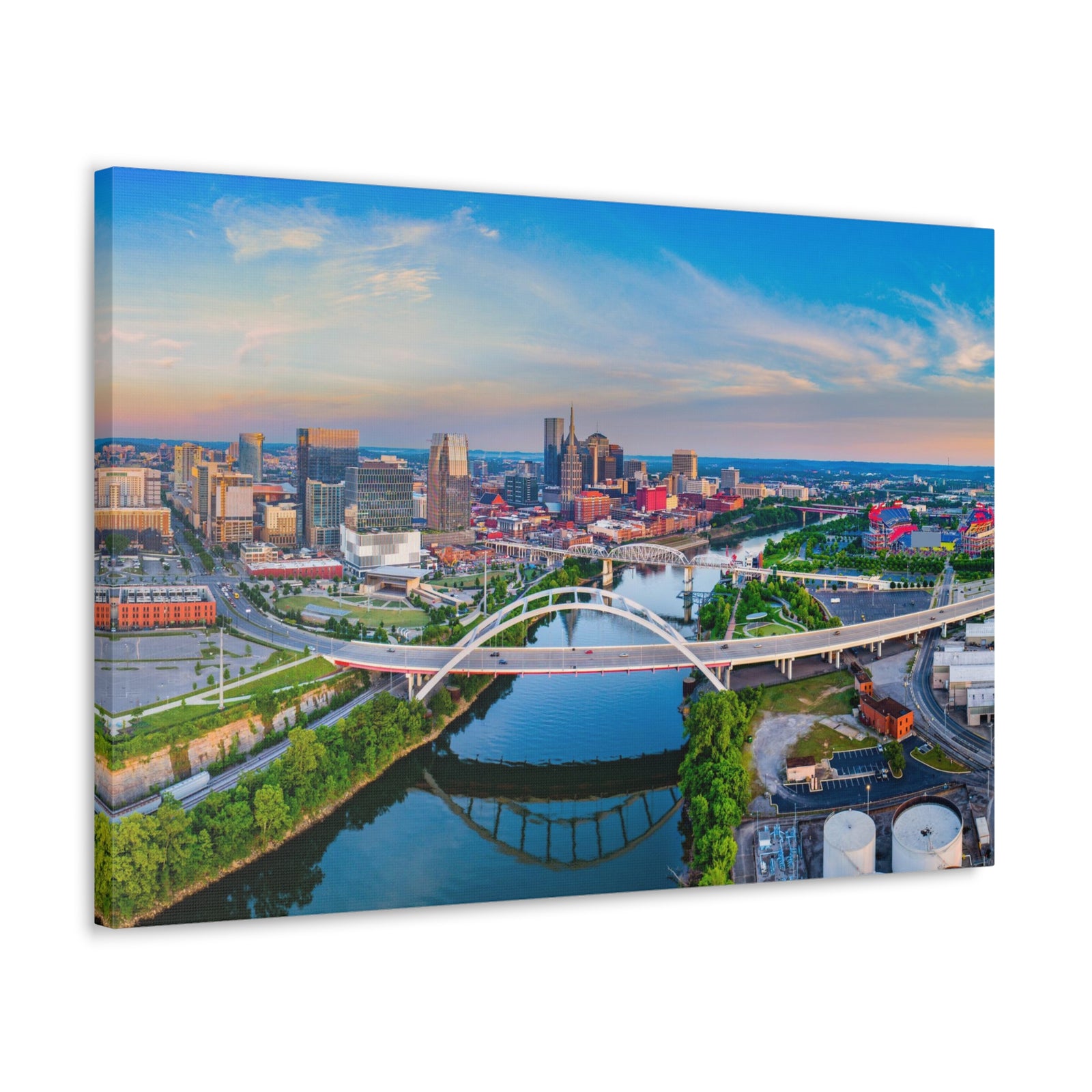 Nashville Daytime Skyline Canvas Artwork High-Quality Breathtaking Stunning Cityscape for Home Decor Ready to Hang-Express Your Love Gifts