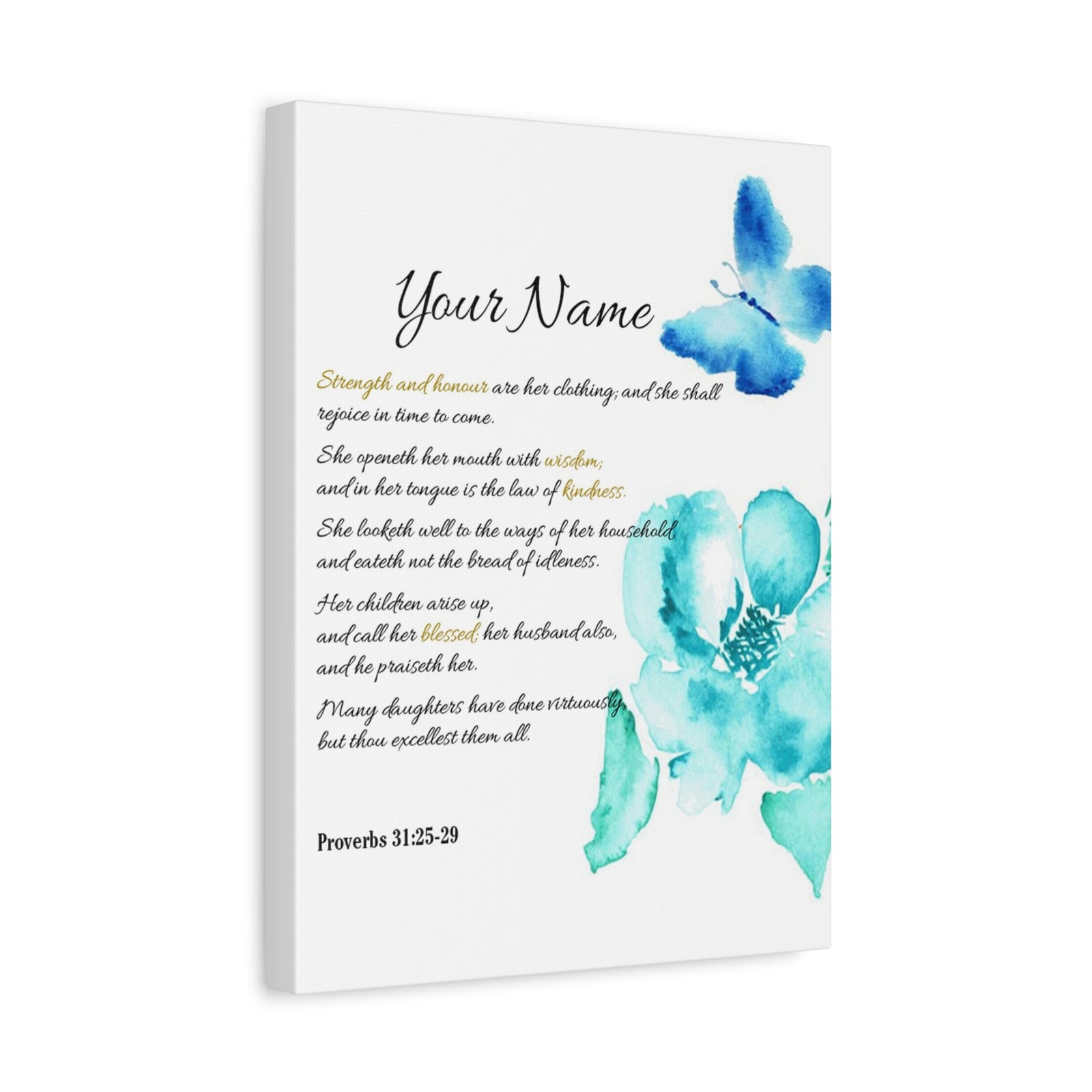 Personalized She is Strong Proverbs 31:25-29 Bible Chapter Canvas Christian Wall Art Ready to Hang-Express Your Love Gifts