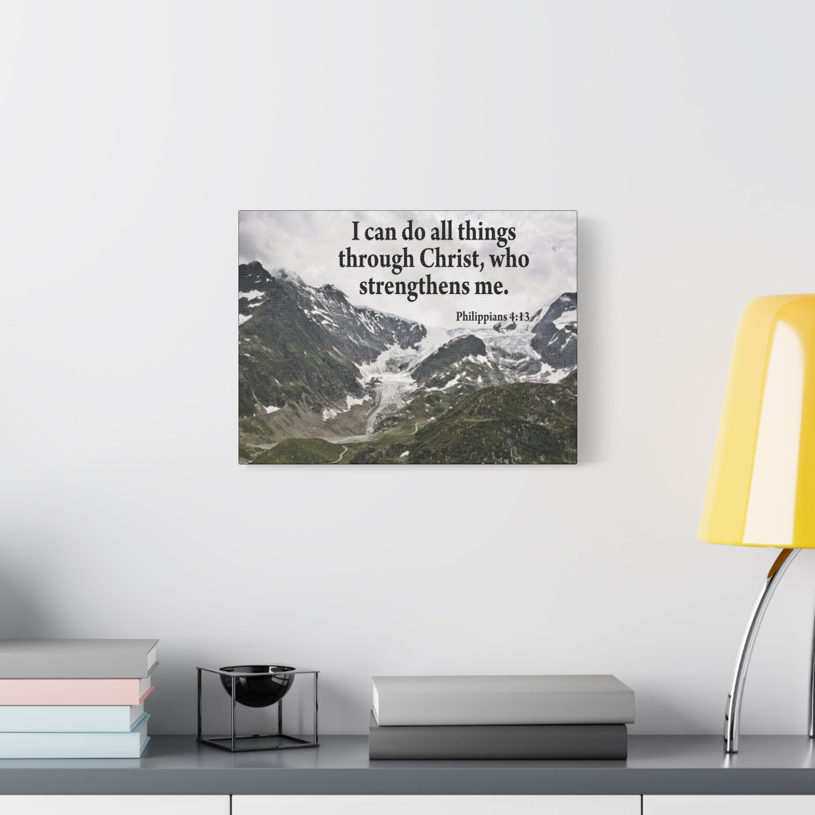 Scripture Canvas Christ Strenthens Me Philippians 4:13 Christian Wall Art Bible Verse Print Ready to Hang-Express Your Love Gifts
