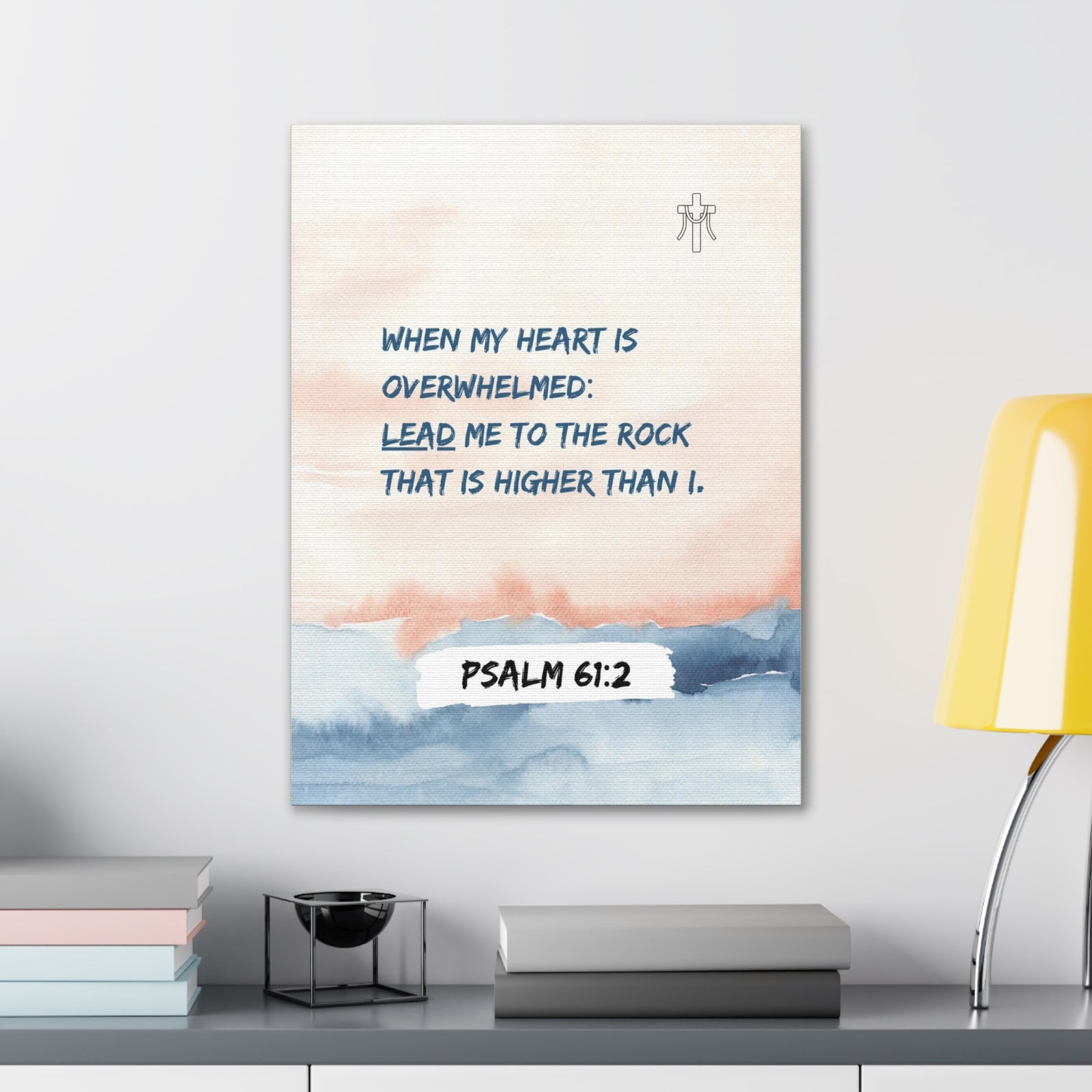 Scripture Walls Psalm 61:2 Lead Me to the Rock Bible Verse Canvas Christian Wall Art Ready to Hang Unframed-Express Your Love Gifts