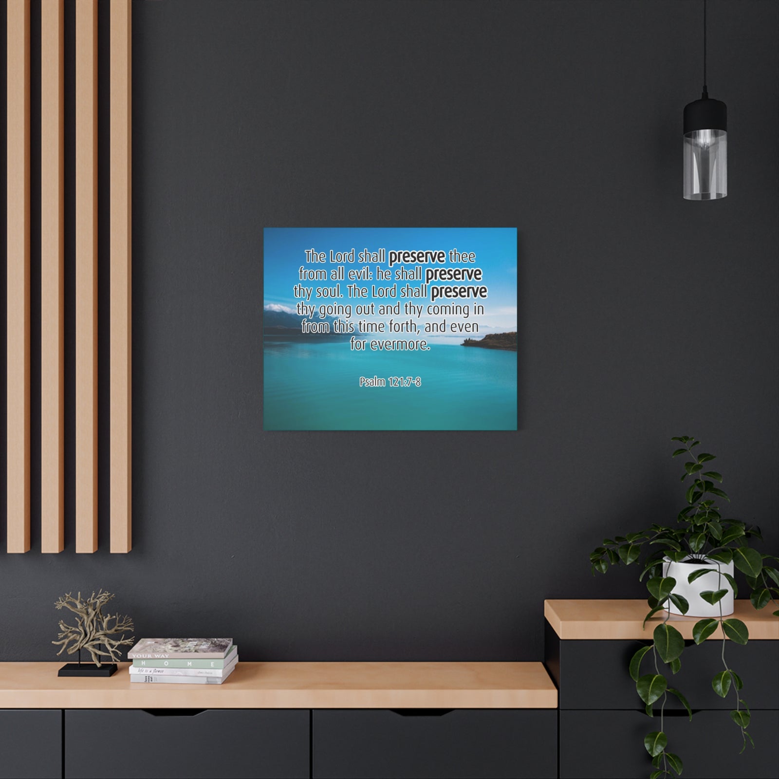 Scripture Canvas Lord Shall Preserve Psalm 121:7-8 Christian Wall Art Bible Verse Print Ready to Hang-Express Your Love Gifts