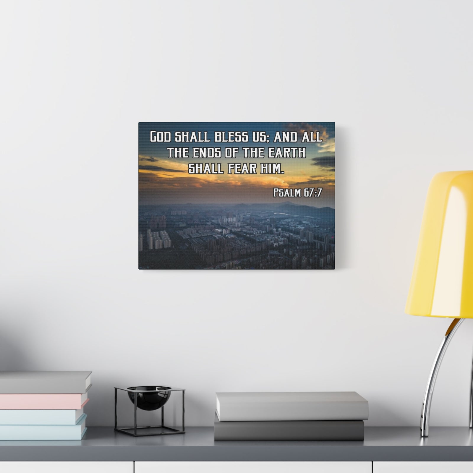 Bible Verse Canvas God Shall Bless Us Psalm 67:7 Christian Home Décor Wall Art Scripture Ready to Hang Faith Print-Express Your Love Gifts