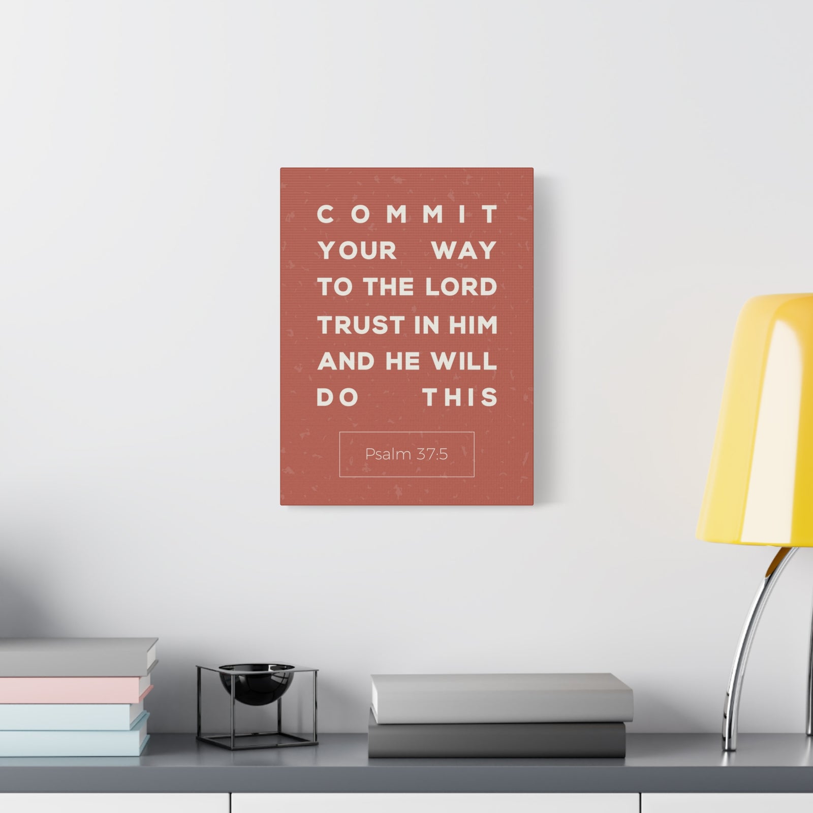Scripture Canvas Commit Your Way Psalm 37:5 Christian Wall Art Bible Verse Print Ready To Hang-Express Your Love Gifts