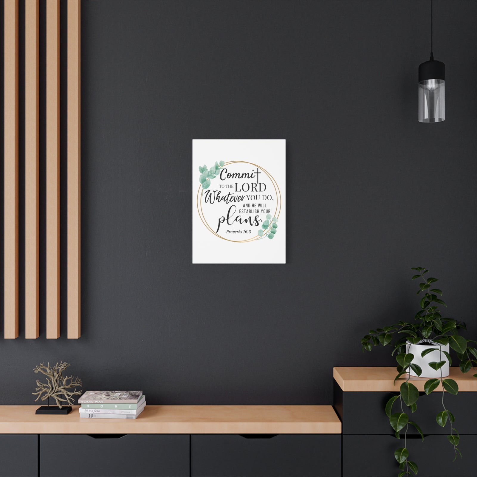Scripture Walls Proverbs 16:3 Commit to the Lord Bible Verse Canvas Christian Wall Art Ready to Hang Unframed-Express Your Love Gifts