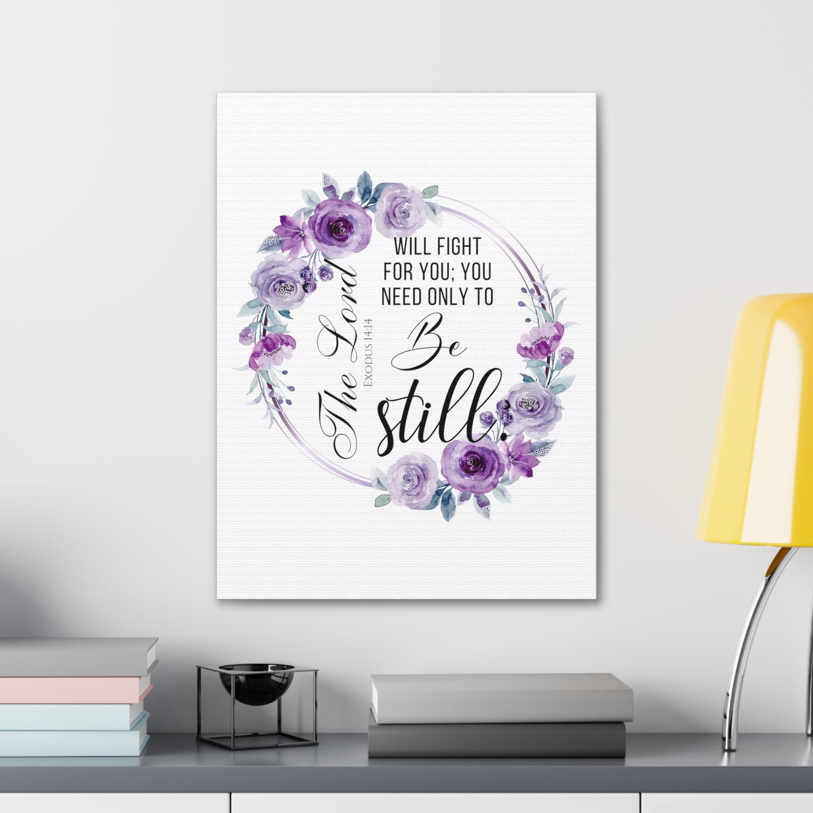 Scripture Walls Exodus 14:14 Be Still Bible Verse Canvas Christian Wall Art Ready to Hang Unframed-Express Your Love Gifts