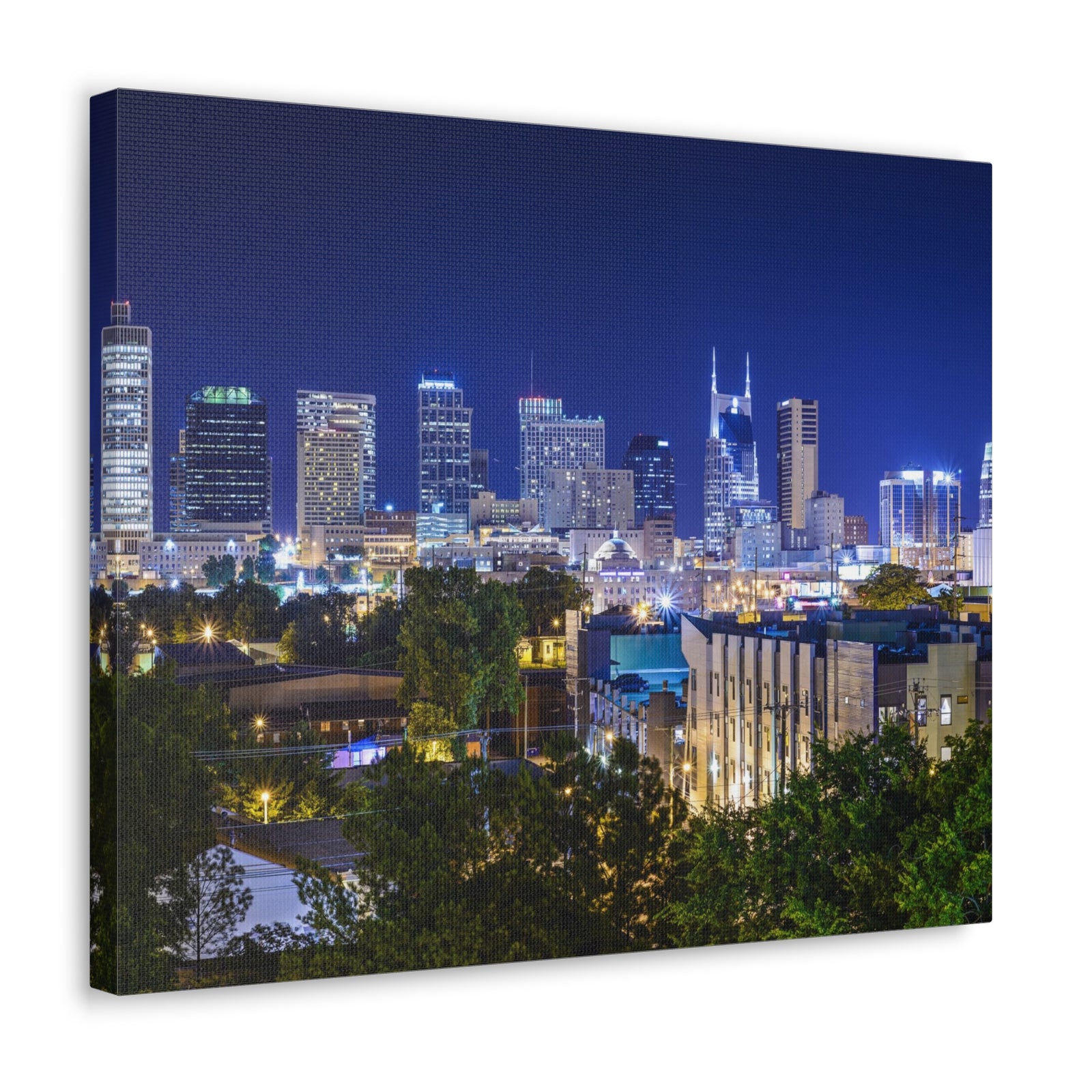 Nashville Night Skyline Canvas Artwork High-Quality Breathtaking Stunning Cityscape for Home Decor Ready to Hang-Express Your Love Gifts