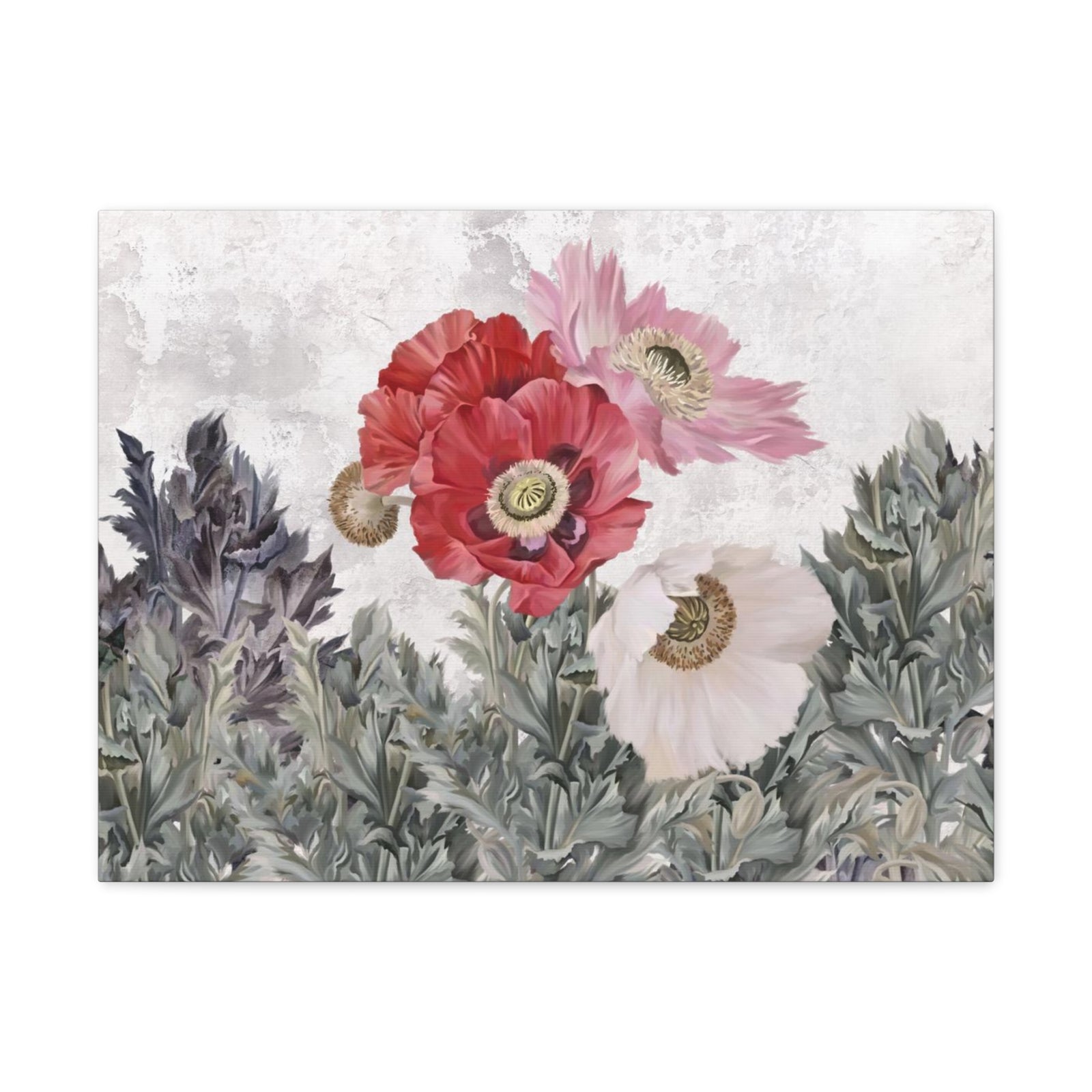 Poppies Flowers Illustration Flower Canvas Wall Art for Home Decor Ready-to-Hang-Express Your Love Gifts