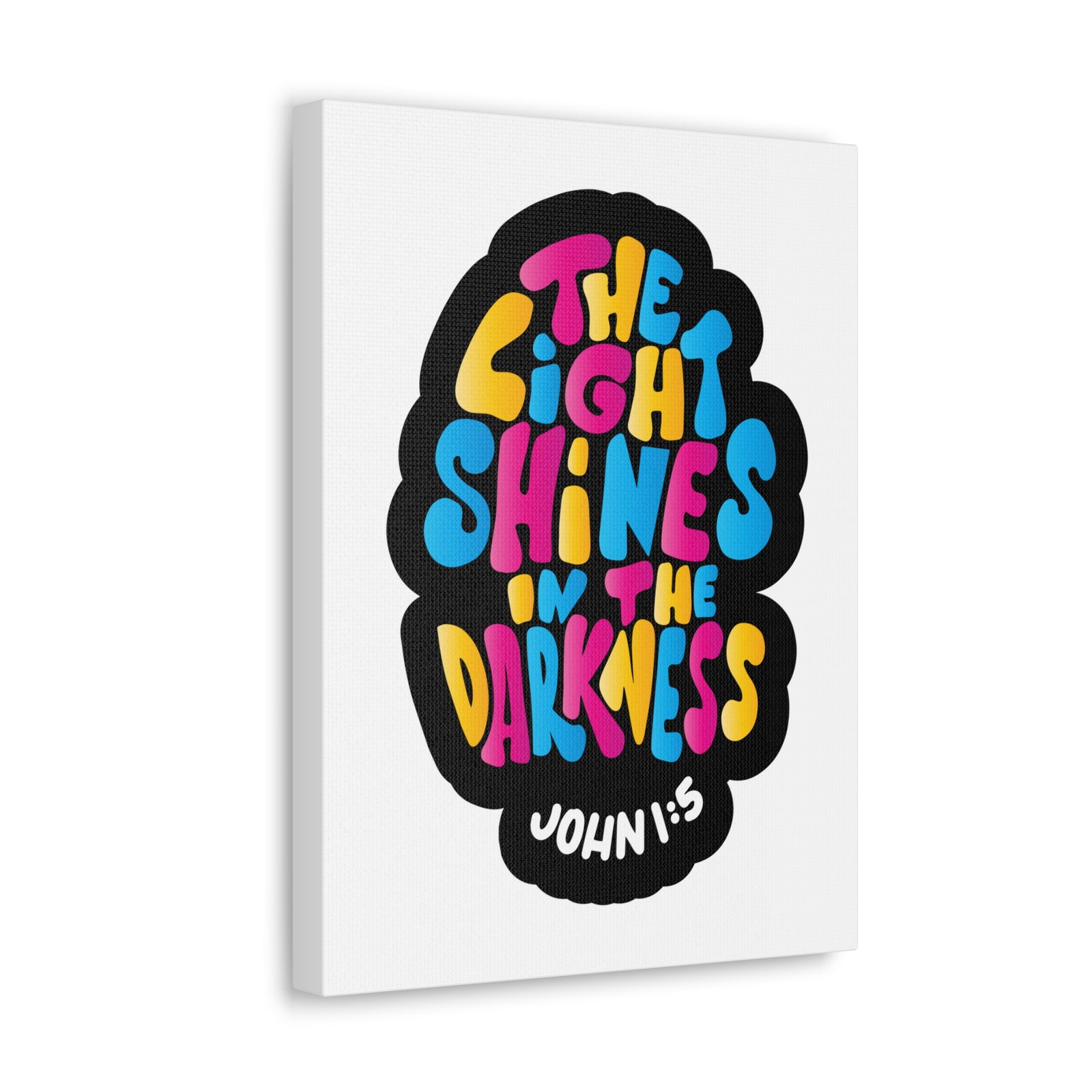 Scripture Canvas The Light Shines John 1:5 Christian Wall Art Bible Verse Print Ready to Hang-Express Your Love Gifts