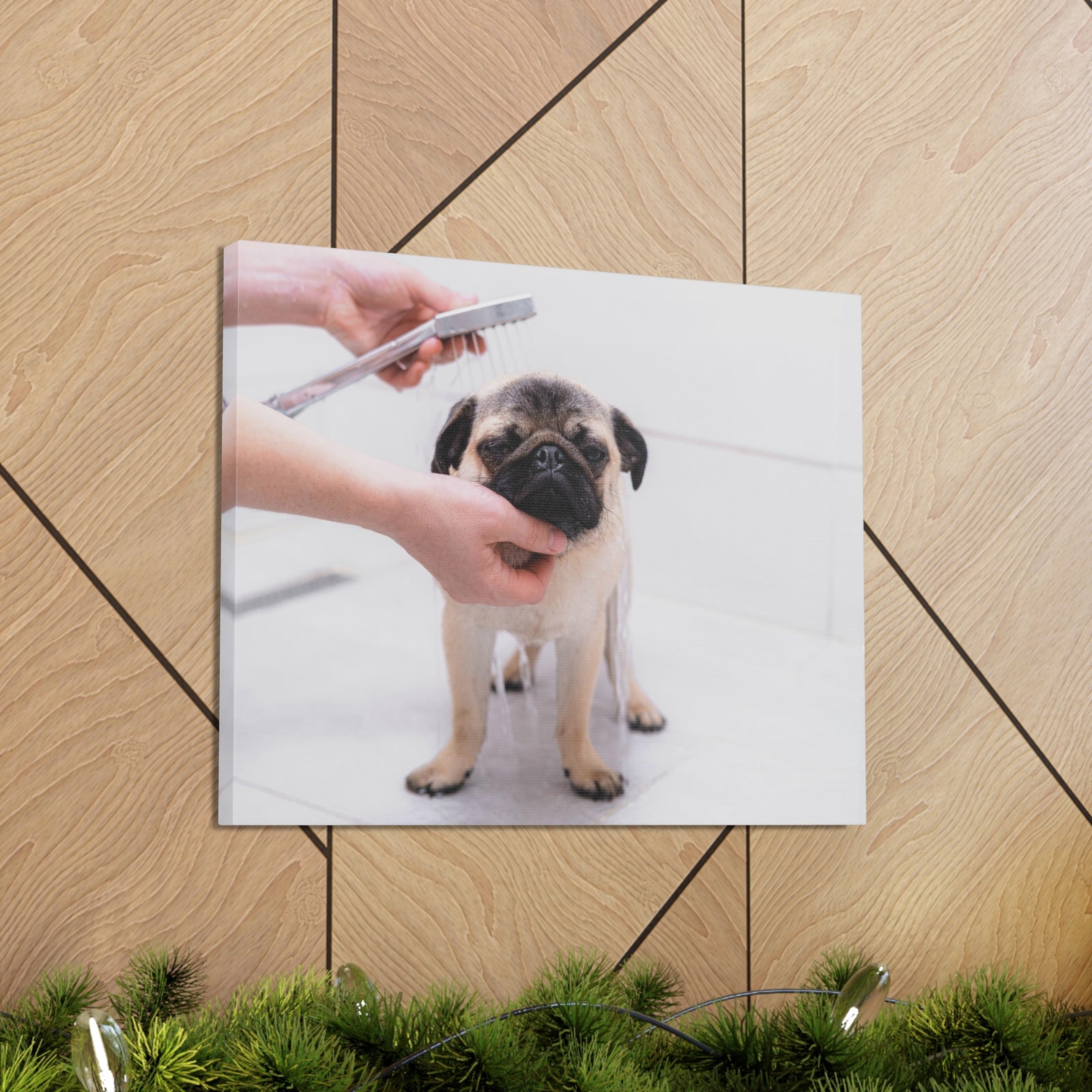 Cute Pug Bathee Canvas Wall Art for Home Decor Ready-to-Hang-Express Your Love Gifts