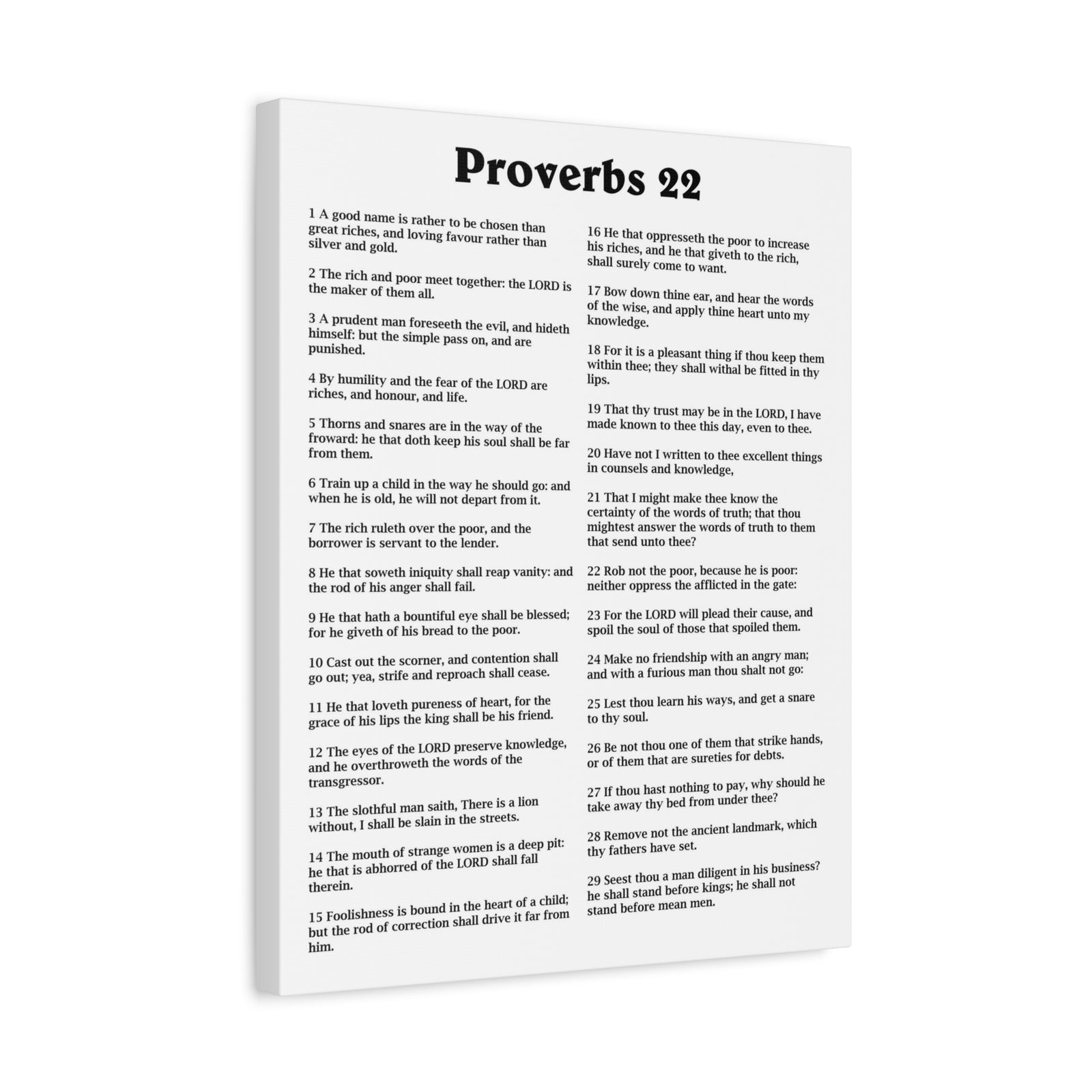 Scripture Walls Proverbs Chapter 22 White Bible Canvas Christian Wall Art Ready to Hang Unframed-Express Your Love Gifts